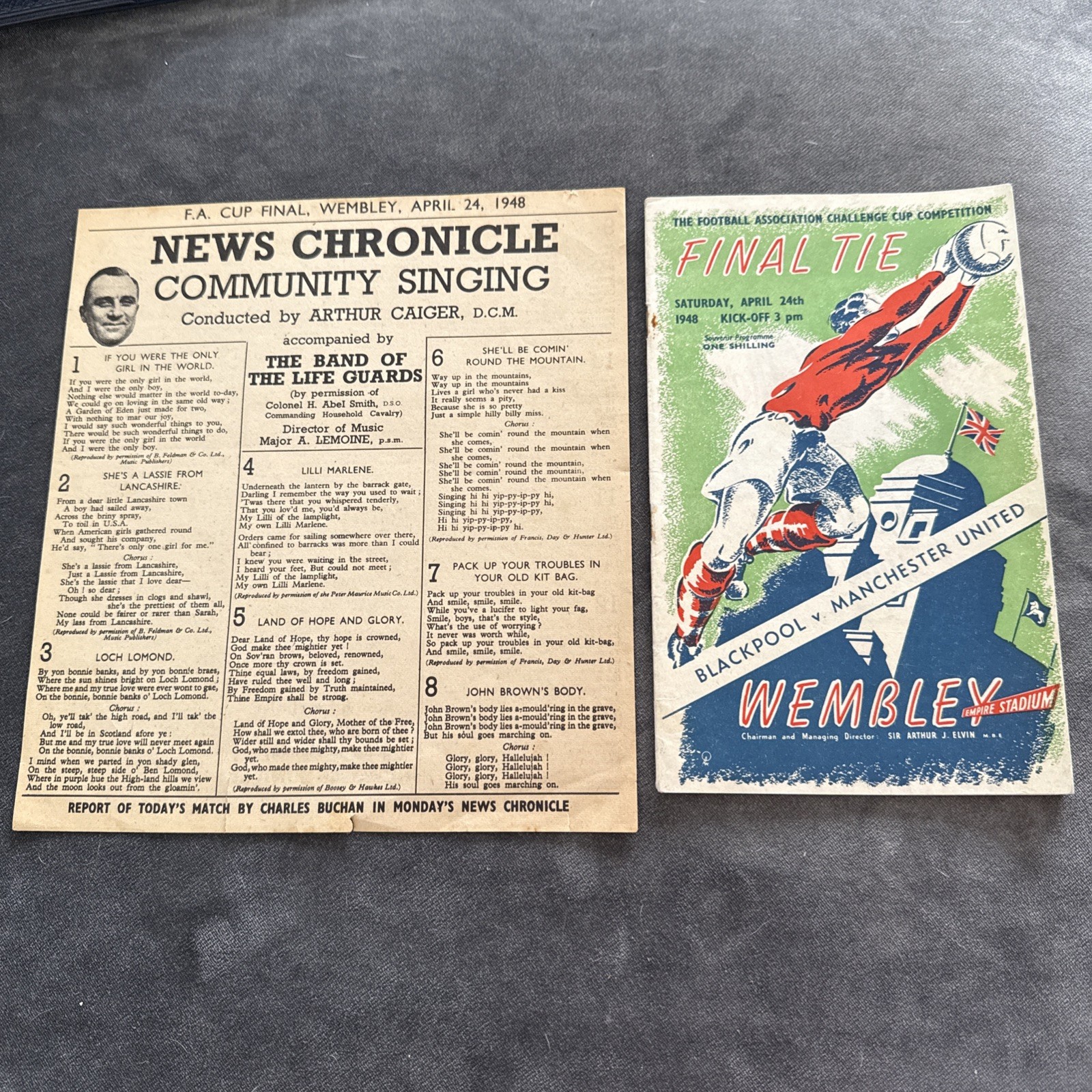 Manchester United Blackpool 1948 FA Cup Final Song Sheet & Programme Very Rare for sale on Ebay