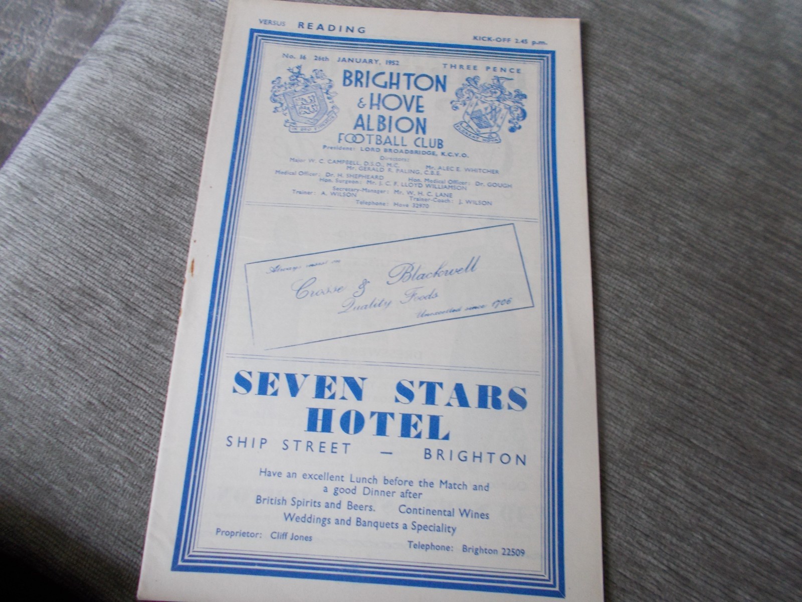 1951-52 Brighton &HA v Reading Division 3 for sale on Ebay