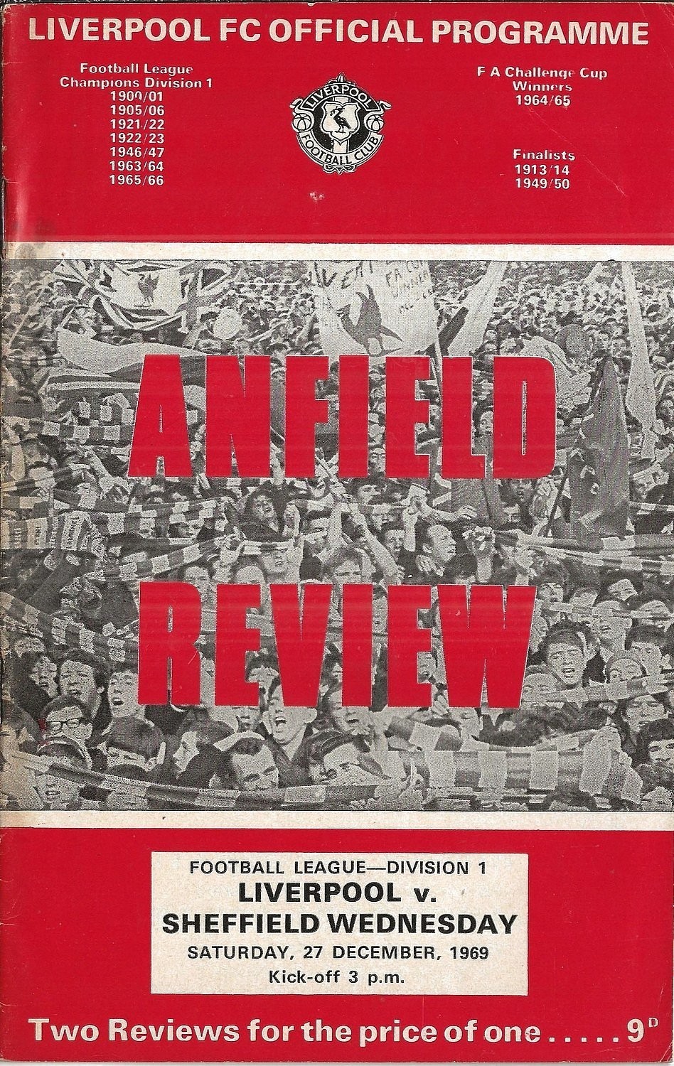 Football Programme LIVERPOOL v SHEFFIELD WEDNESDAY Dec 1969 (postponed) for sale on Ebay