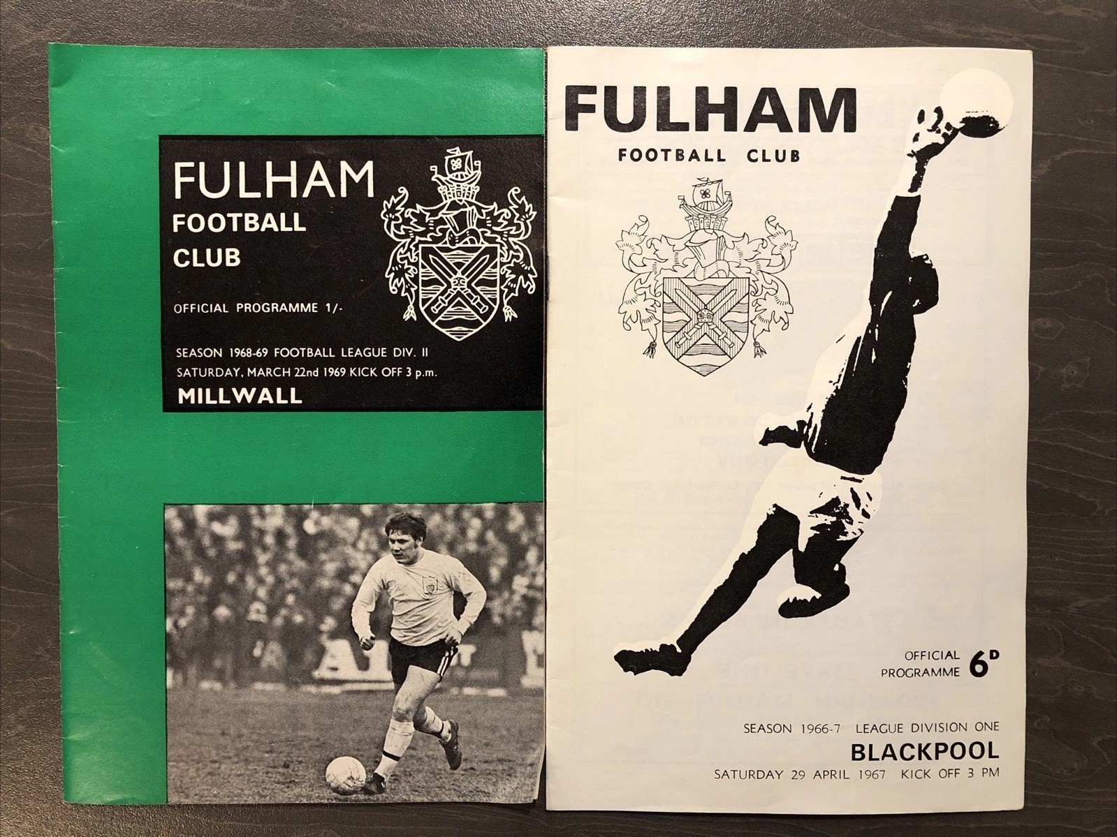 Fulham vs Blackpool & Milwall - Official Programme’s - 1967 & 1969 - Tickets inc for sale on Ebay