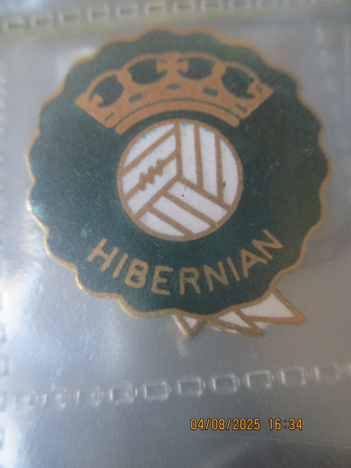 Hibernian Crown on Rosette Enamel Badge - Coffer Northampton for sale on Ebay