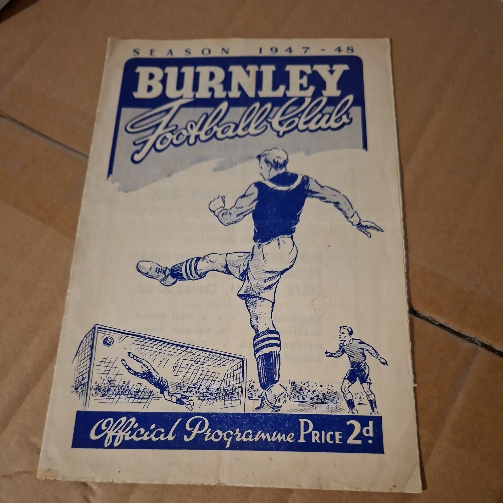 Burnley v Manchester Utd 1947/48 Division 1 football programme for sale on Ebay