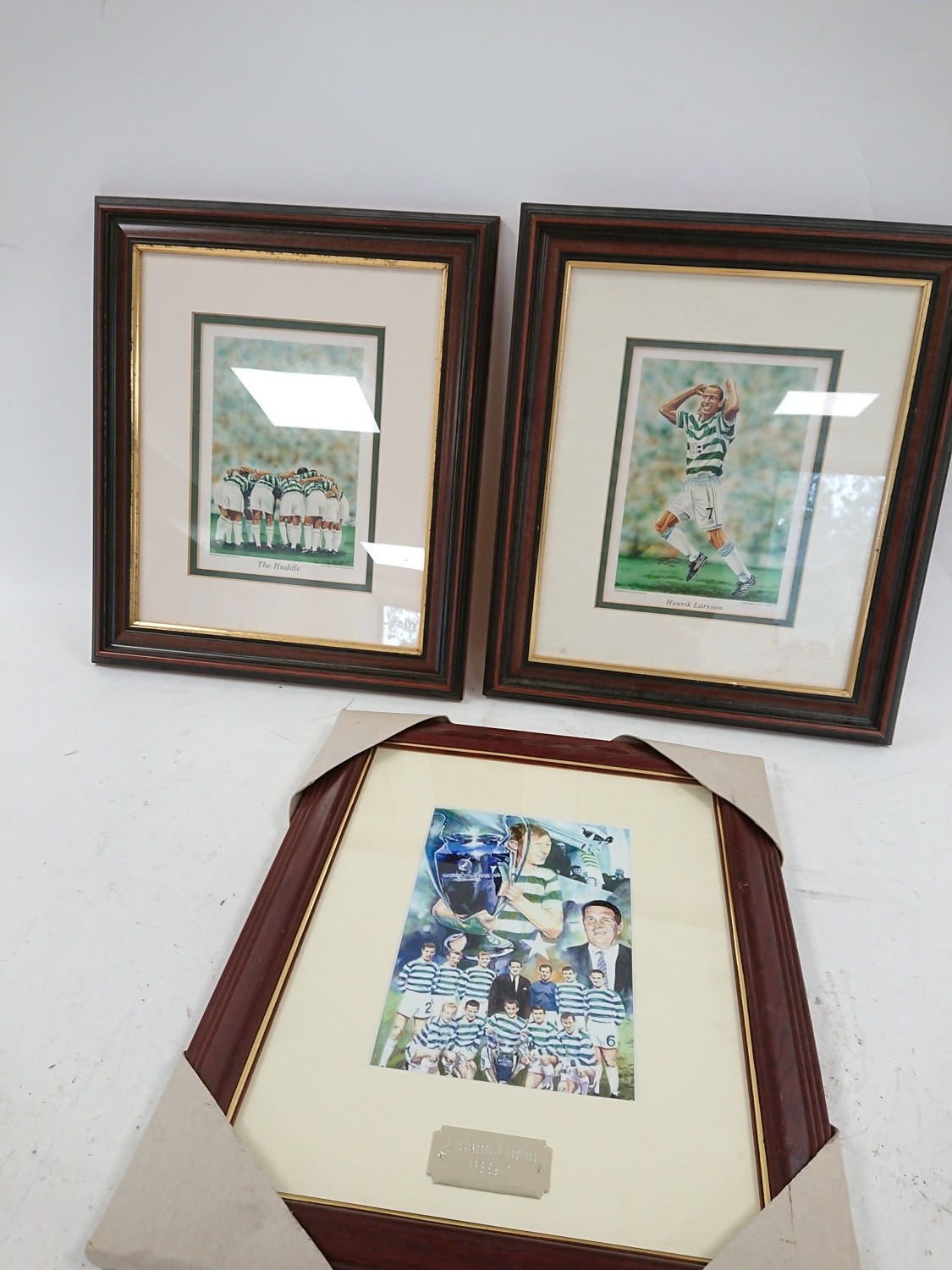 Celtic FC Framed Prints x3 Lisbon Lions 1967 Henrik Larsson Huddle Collectible for sale on Ebay