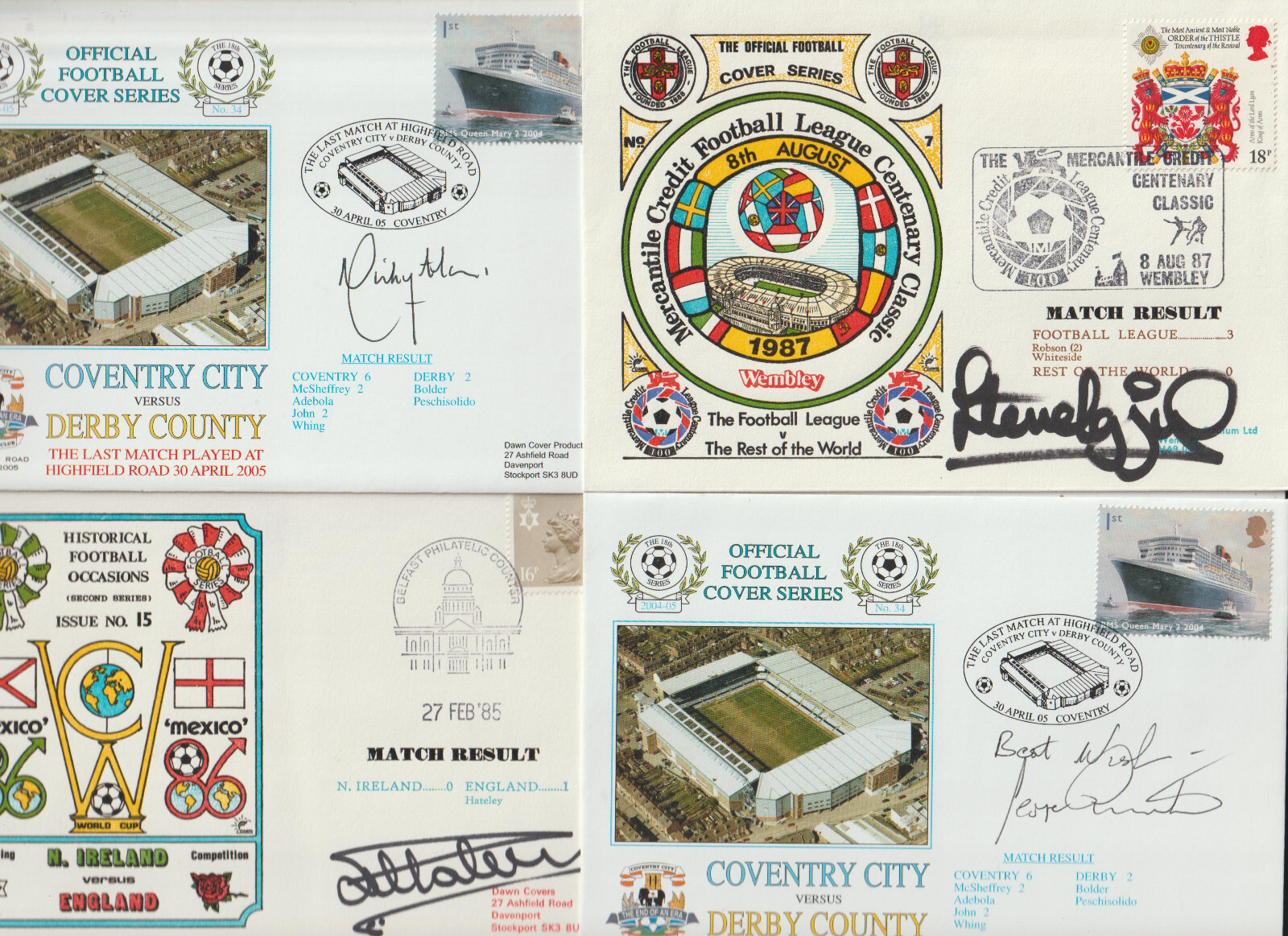 COVENTRY CITY FC - SIGNED - BY OLD PLAYERS - 4 ENVELOPES for sale on Ebay