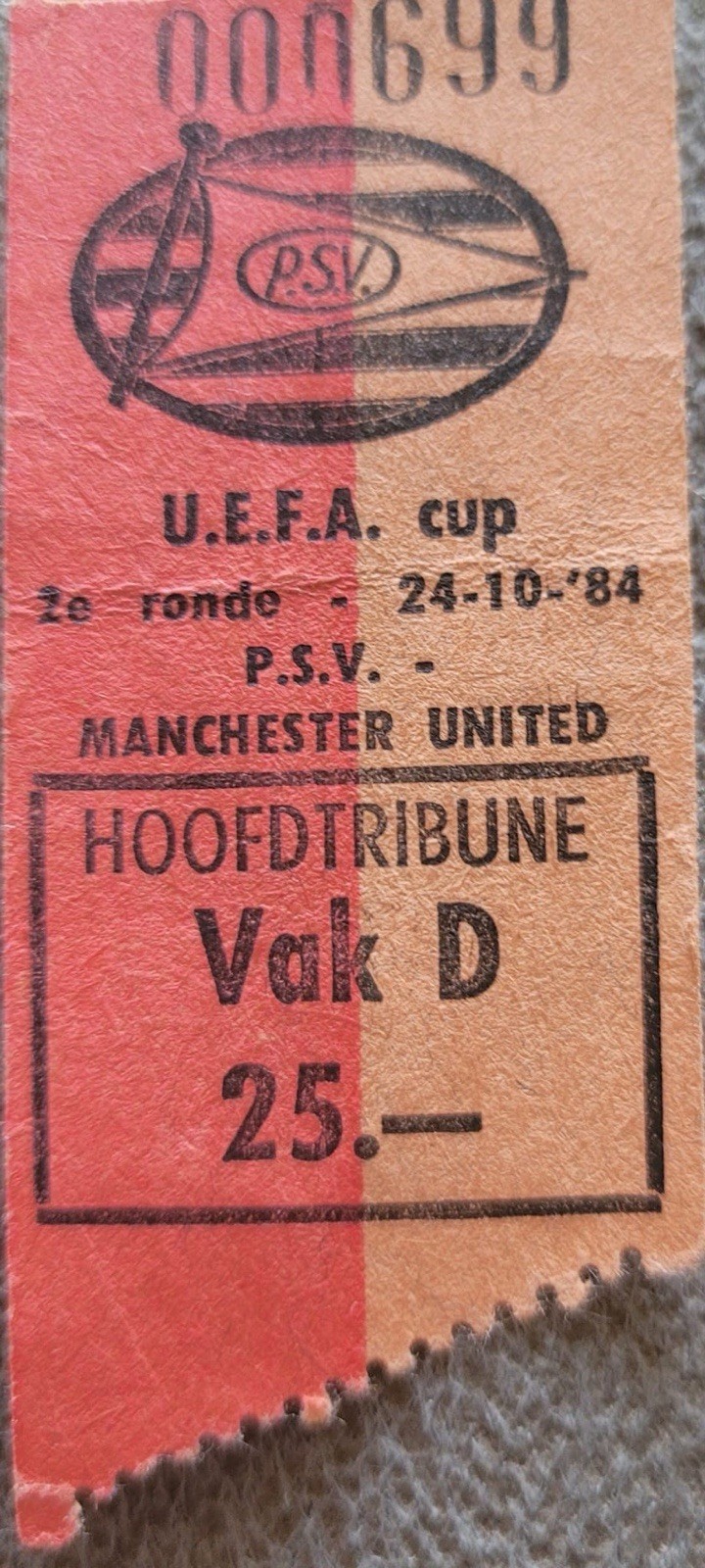PSV Eindhoven V Manchester United Ticket UEFA 84-85 for sale on Ebay