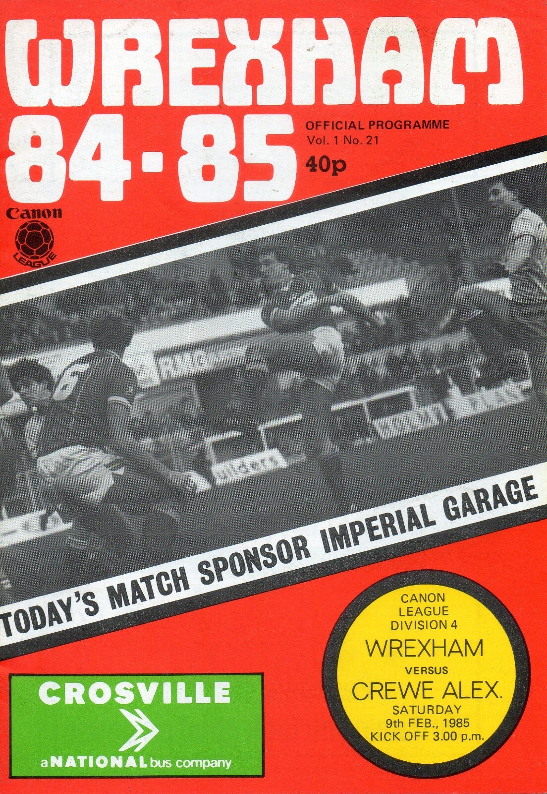 WREXHAM   V   CREWE ALEXANDRA   4TH DIVISION    9/2/1985  *FREE POSTAGE* for sale on Ebay