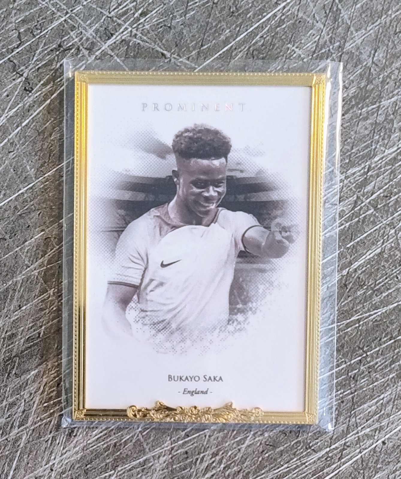 Futera Prominent Bukayo Saka 1/1 Gold Frame Framed 23KT Arsenal England for sale on Ebay