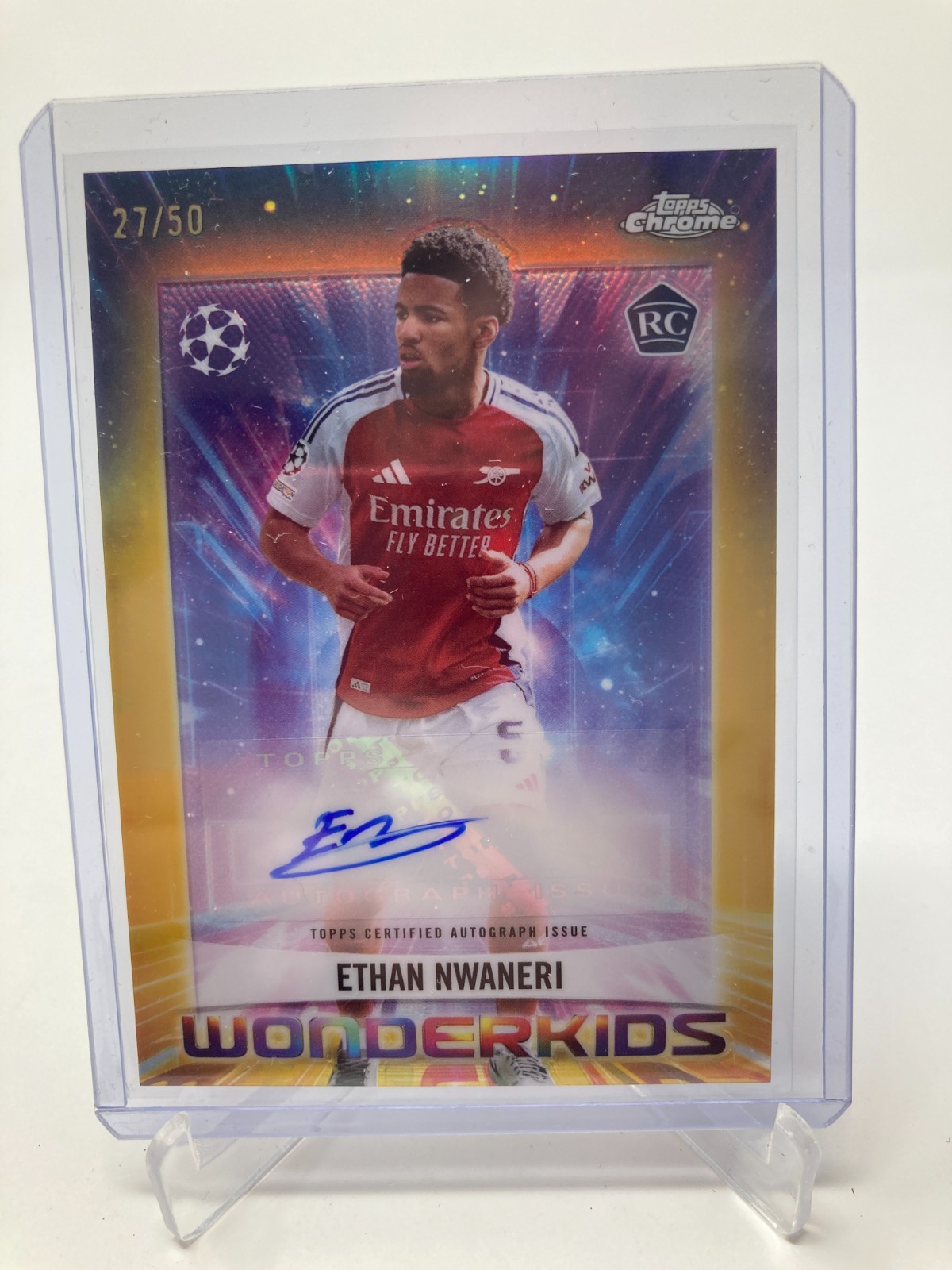 TOPPS CHROME  24/25 ETHAN NWANERI ARSENAL WONDERKIDS 27/50. for sale on Ebay
