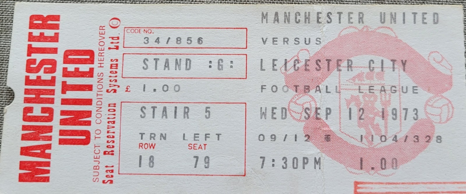 Manchester United V Leicester City  1973-74 for sale on Ebay