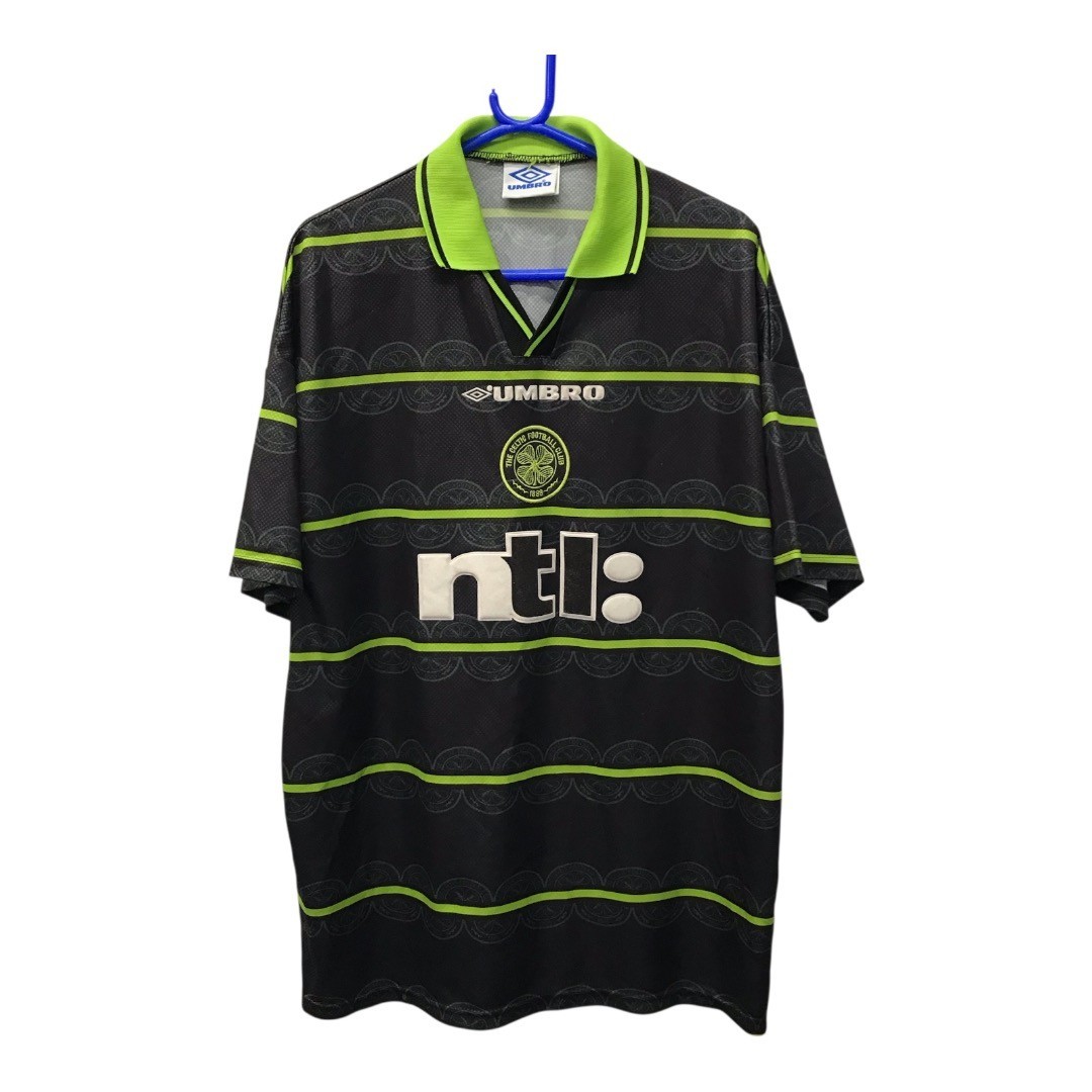 Celtic FC Men's 1999-00 Away Shirt Size XL Black Green Umbro Vintage RMF18-SM for sale on Ebay