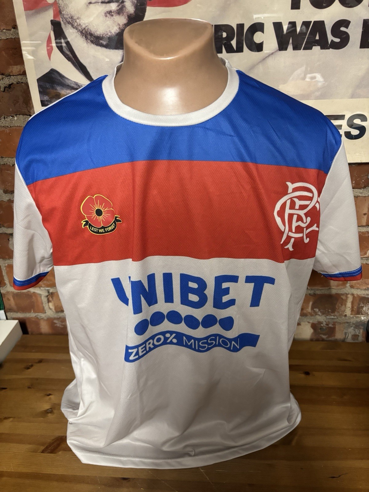 GLASGOW RANGERS POPPY RETRO  STYLE FOOTBALL SHIRT ADULT SIZE 2XL IBROX SCOTLAND  for sale on Ebay