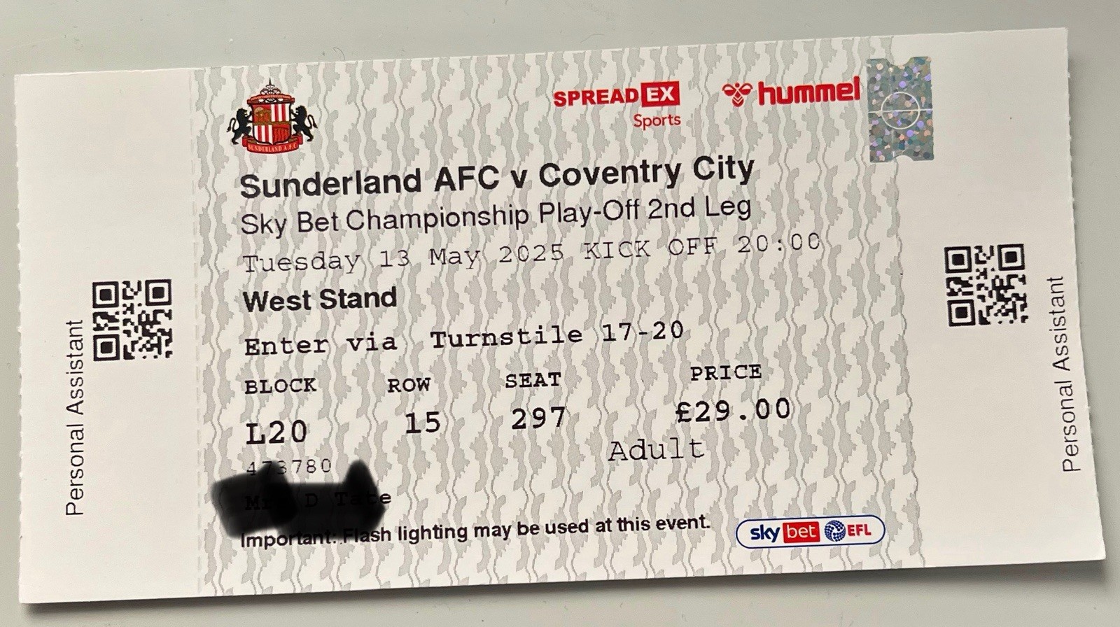 Sunderland v Coventry City 13/5/25 Championship playoff semi final for sale on Ebay