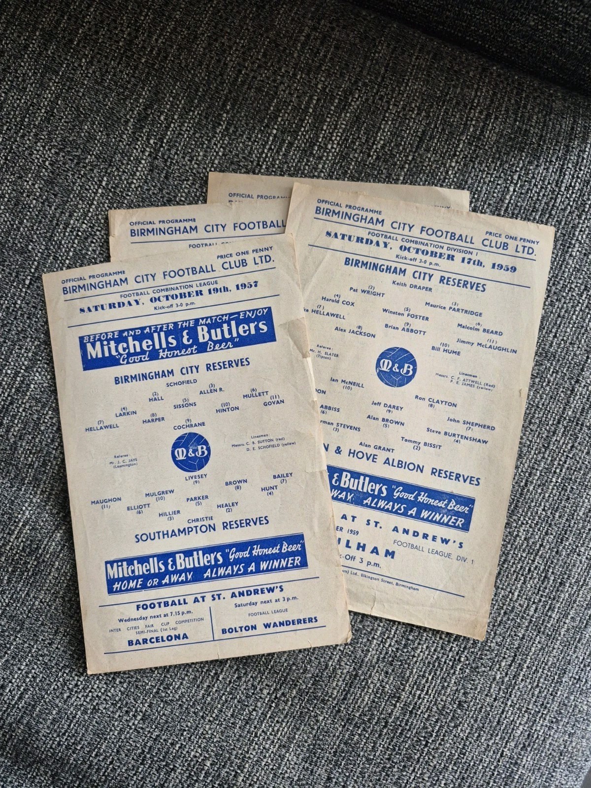 Collection x4 Birmingham City 1950s Home Reserve Single Sheets for sale on Ebay