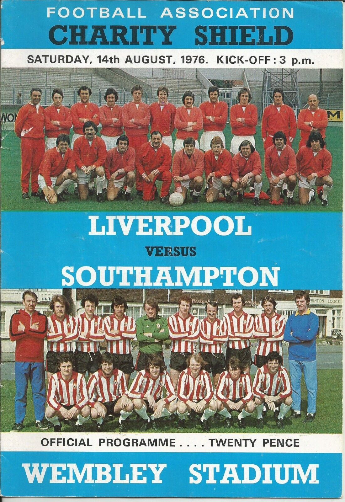 LIVERPOOL V SOUTHAMPTON CHARITY SHIELD OFFICIAL FOOTBALL PROGRAMME AUGUST 1976 for sale on Ebay