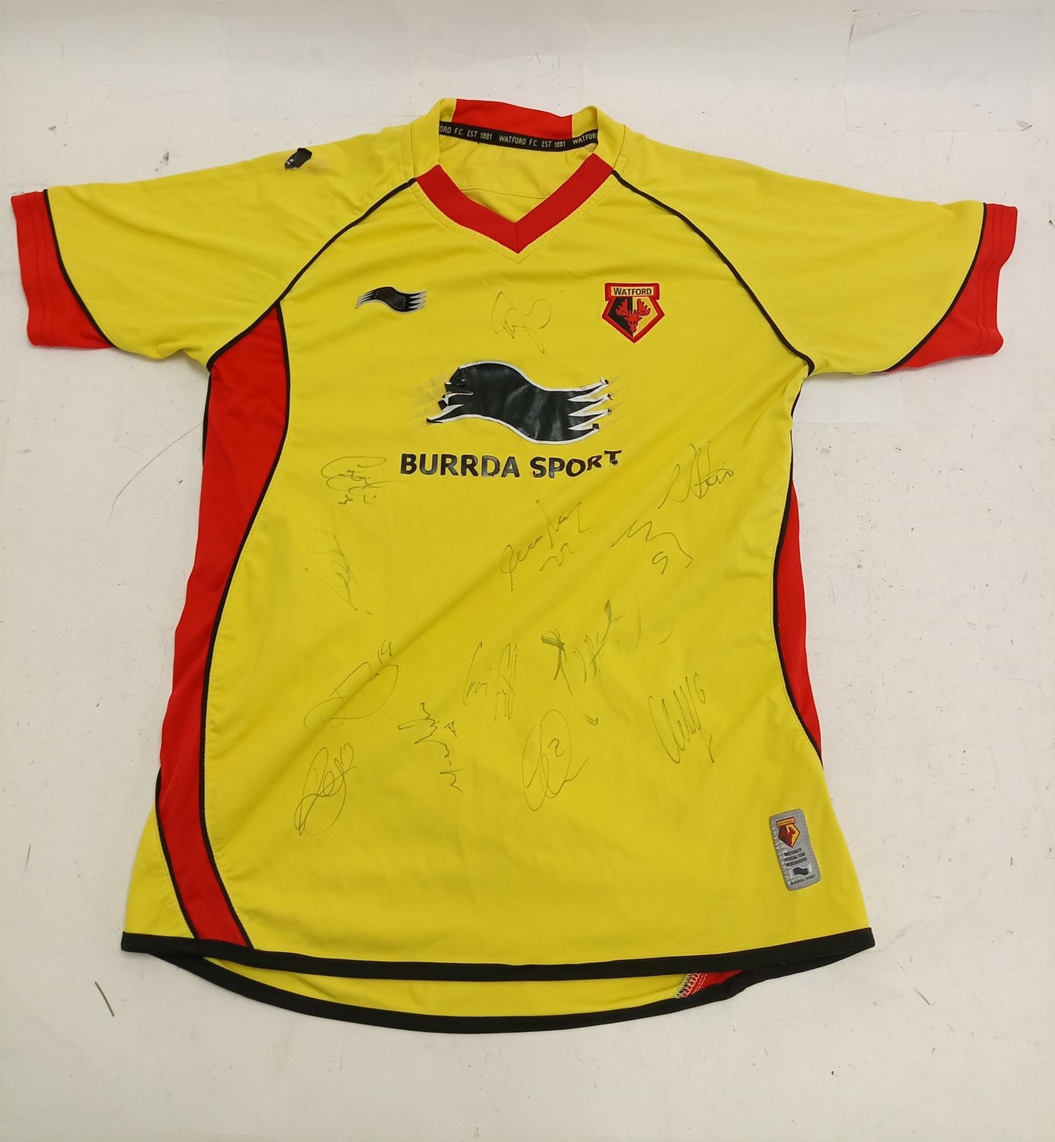 Watford FC Signed Burrda Sport Football Shirt Yellow 20011/12 Youth Size  for sale on Ebay