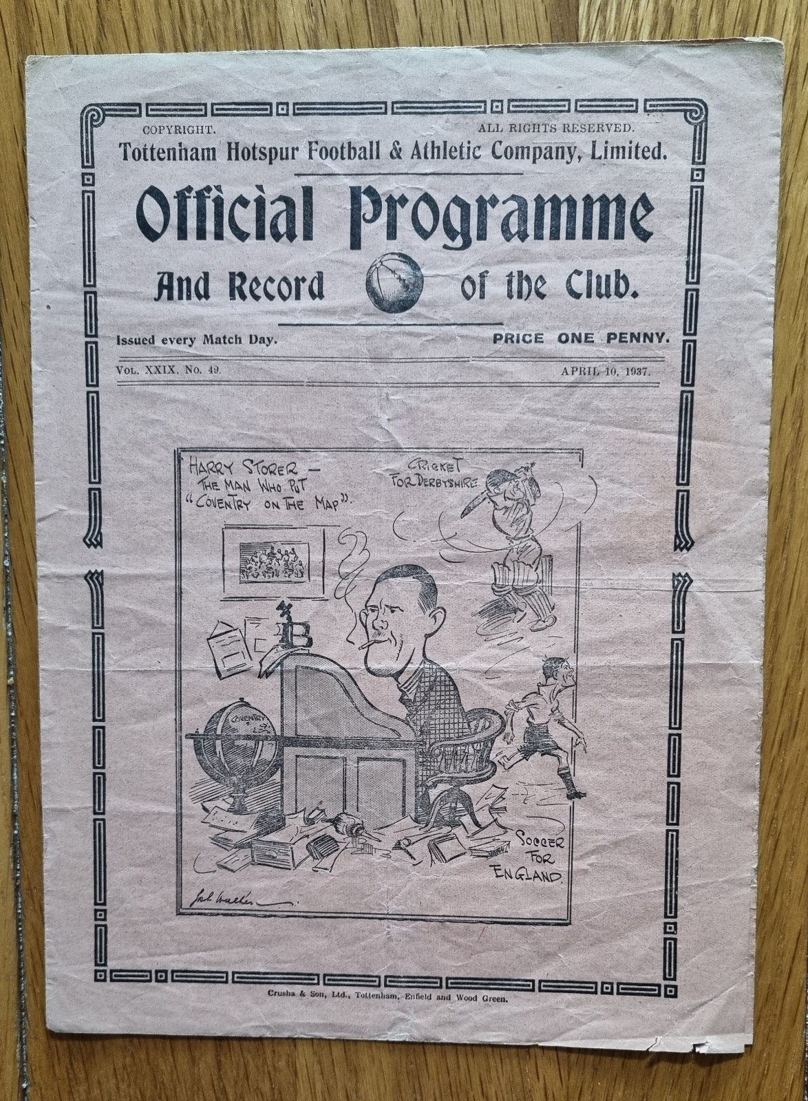 Tottenham/Spurs v Coventry 1936/37 for sale on Ebay