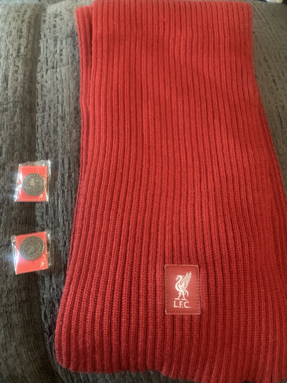 Liverpool FC 2025/26 Official Members Scarf All Red. With Two Official Badges for sale on Ebay