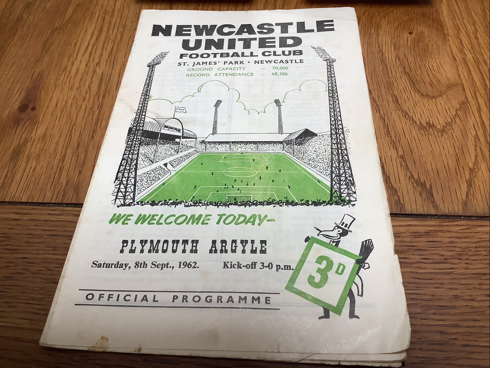 Newcastle United V Plymouth Argyle Saturday 8th Sept 1962 for sale on Ebay