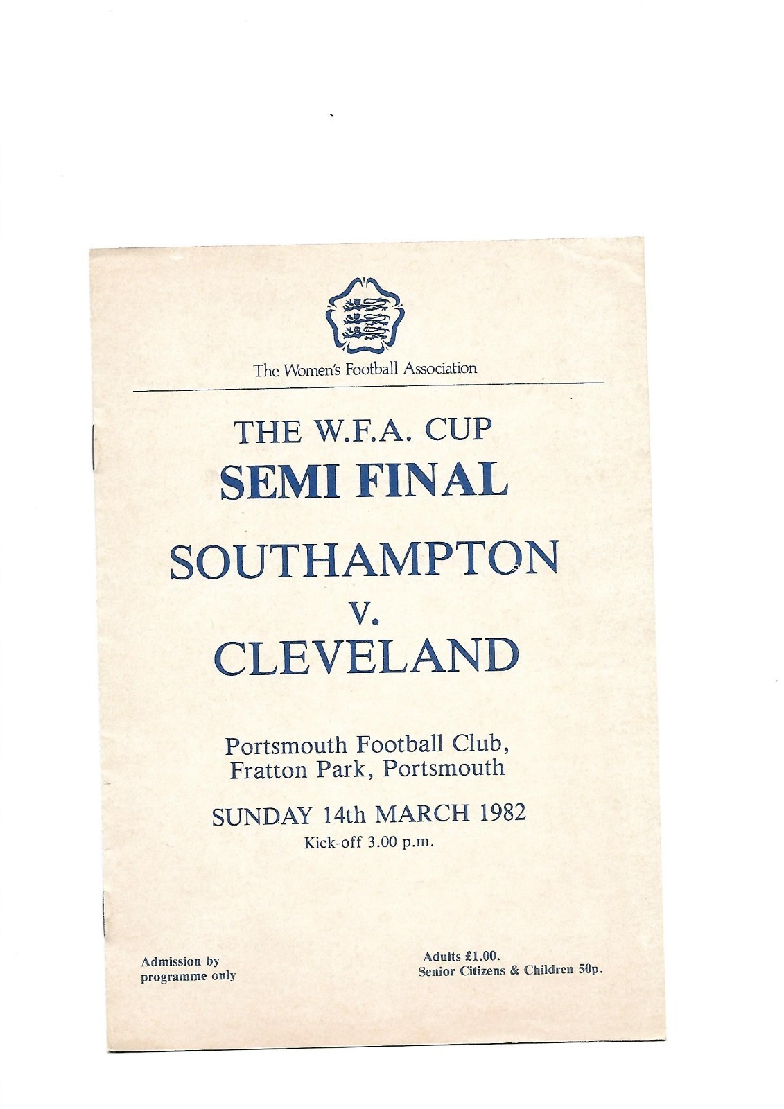 Southampton Ladies V Cleveland Ladies-WFA Cup S/F 14th March 1982 @ Portmouth for sale on Ebay