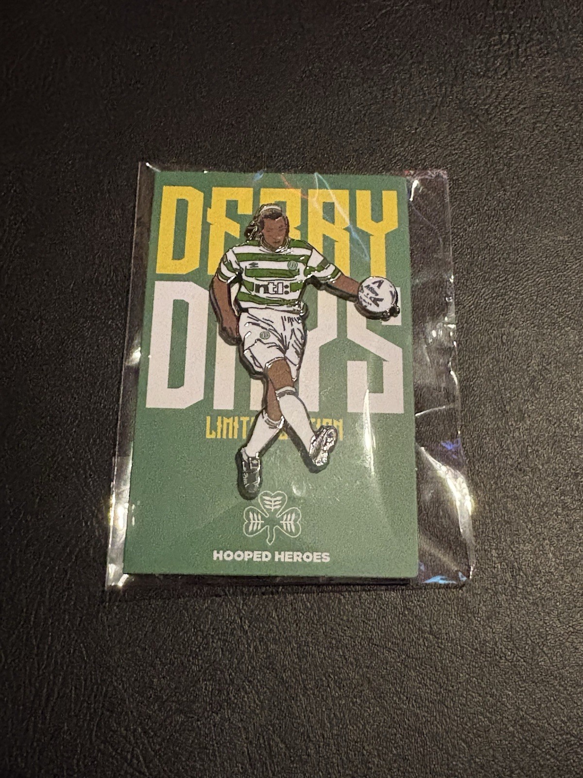 Celtic FC Football Pin Badge Henrik Larsson Hoidy for sale on Ebay