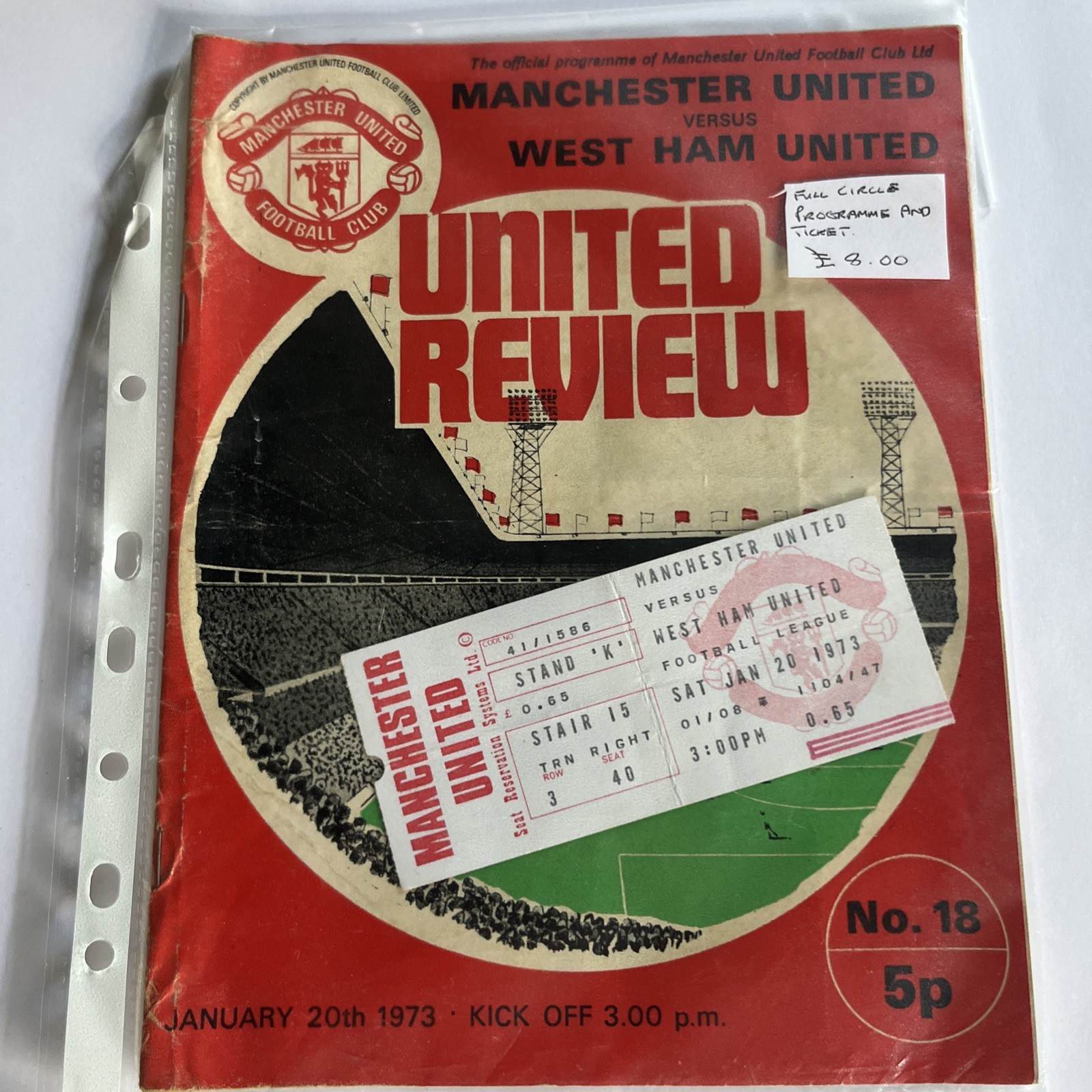 Manchester United Programme 1973 Plus Ticket for sale on Ebay