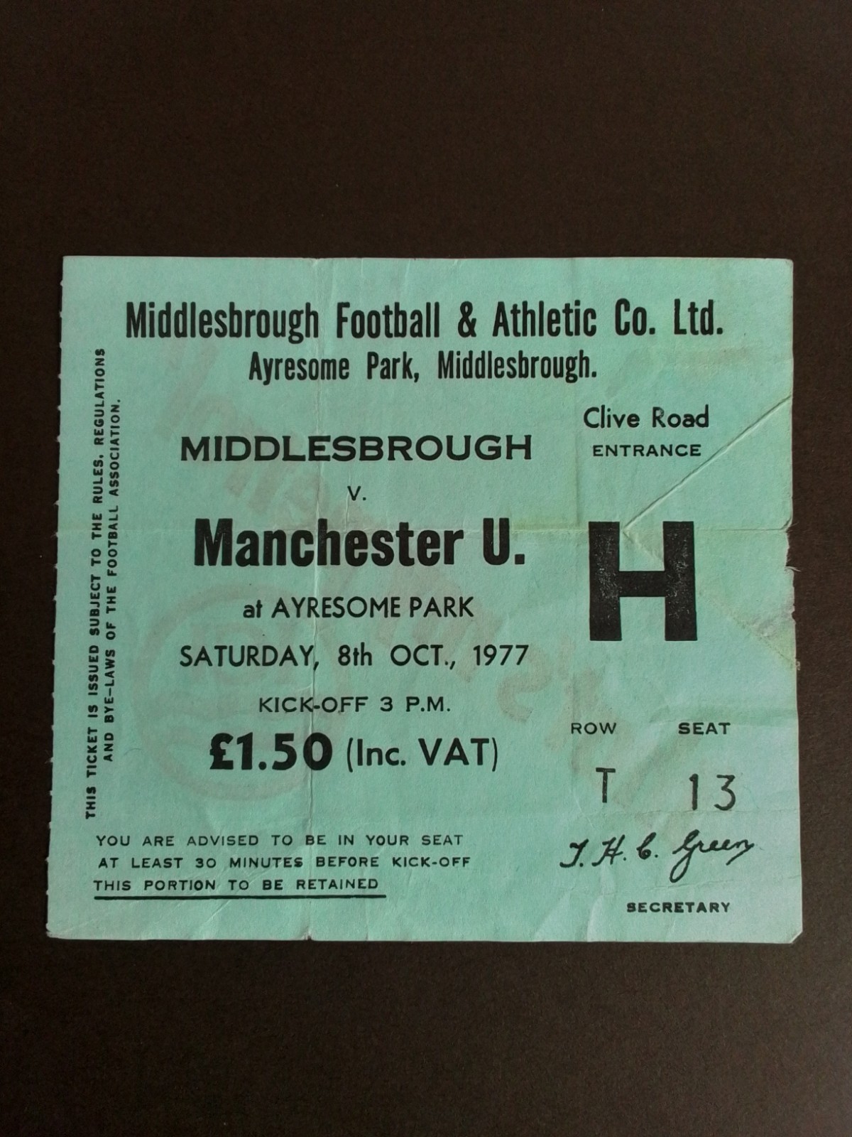 Middlesbrough v Manchester United Division One 1977/8 for sale on Ebay