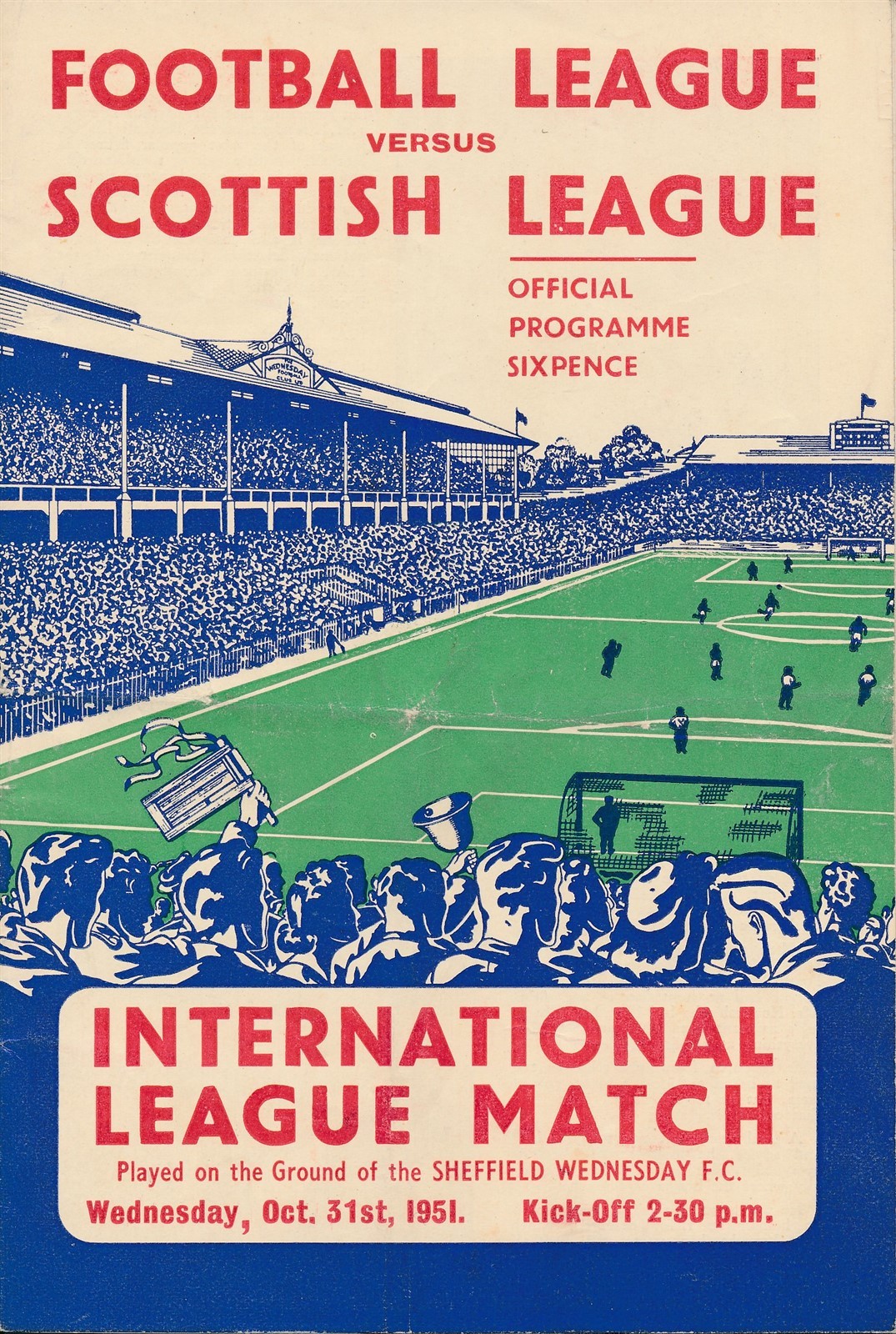 SHEFFIELD WEDNESDAY - Football League v Scottish League 1952 for sale on Ebay