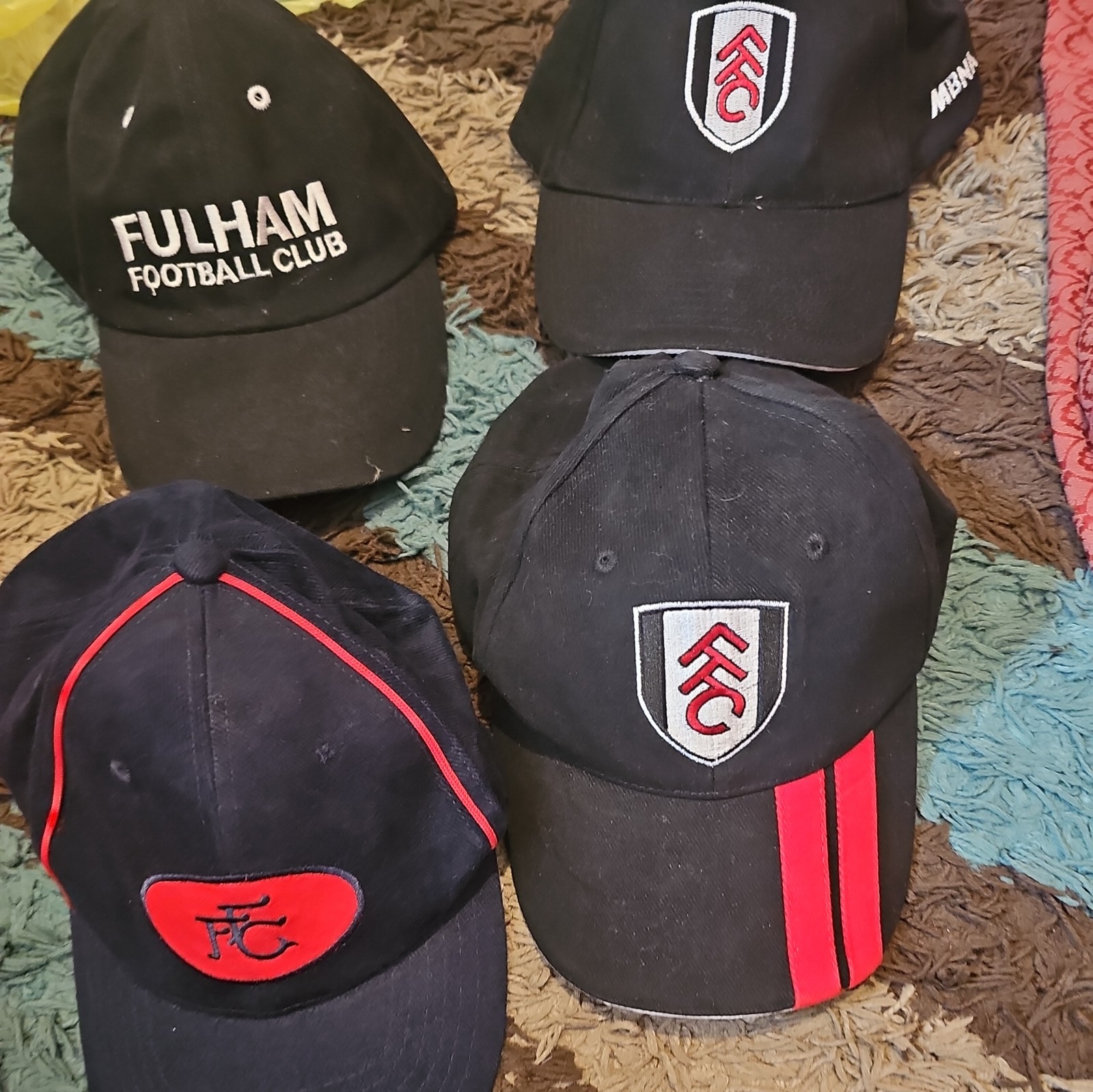 4 X Official Fulham F.C. Embroidered Crest Core Cap FFC IN ex Con.cheap Bundle for sale on Ebay