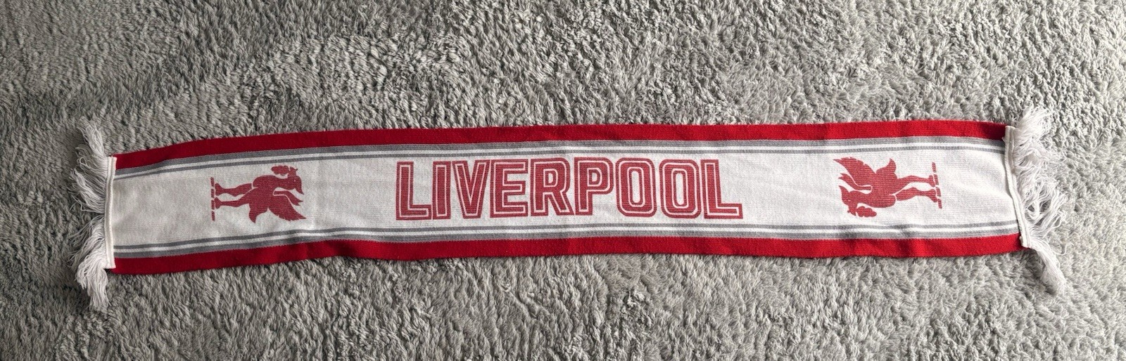 Liverpool FC Vintage Red & White Scarf - Approx 132cm / 52inches Full Length for sale on Ebay