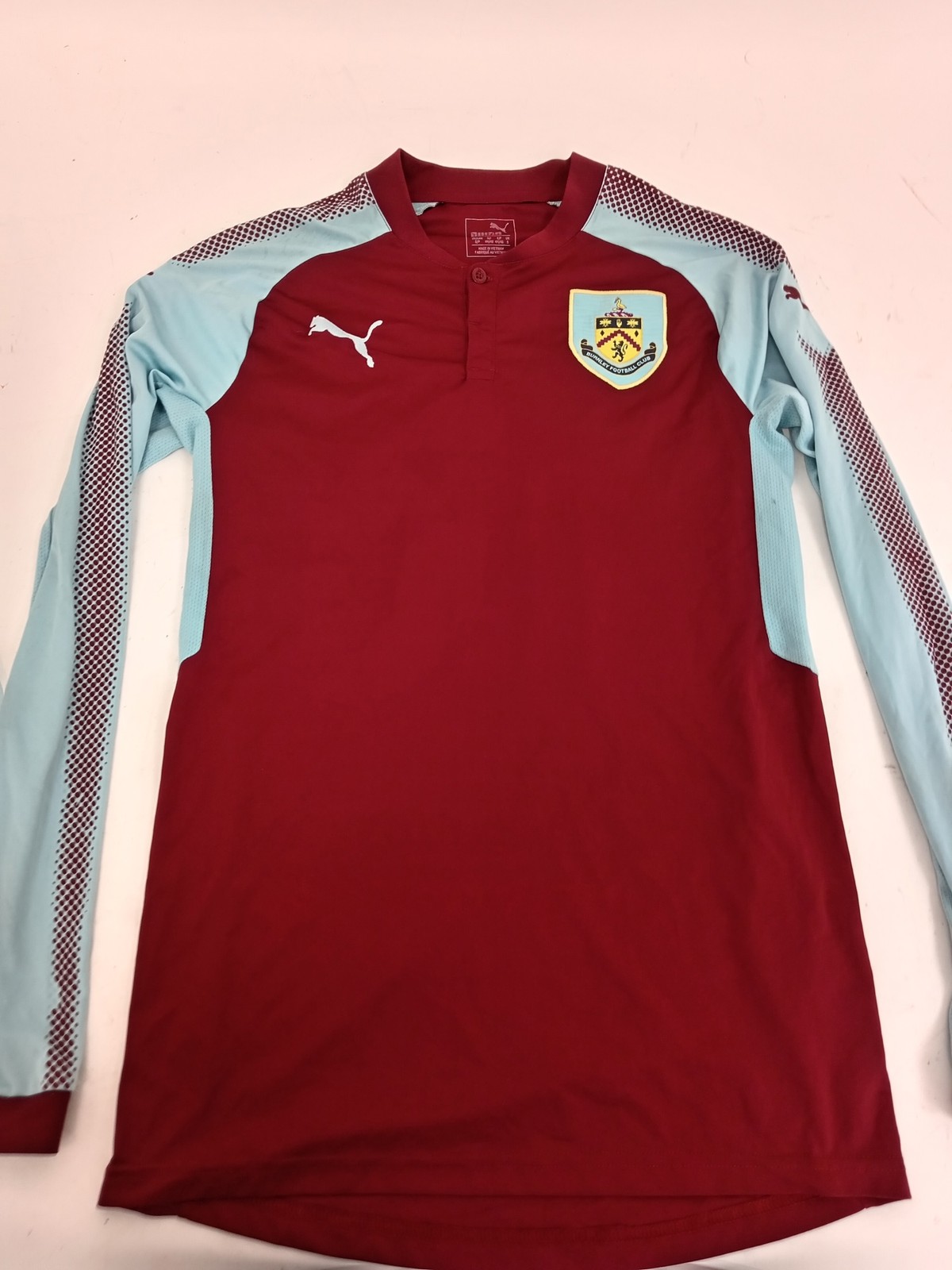 Burnley 2017/18 Home Football Shirt Small Puma Red/Blue Long-Sleeved for sale on Ebay