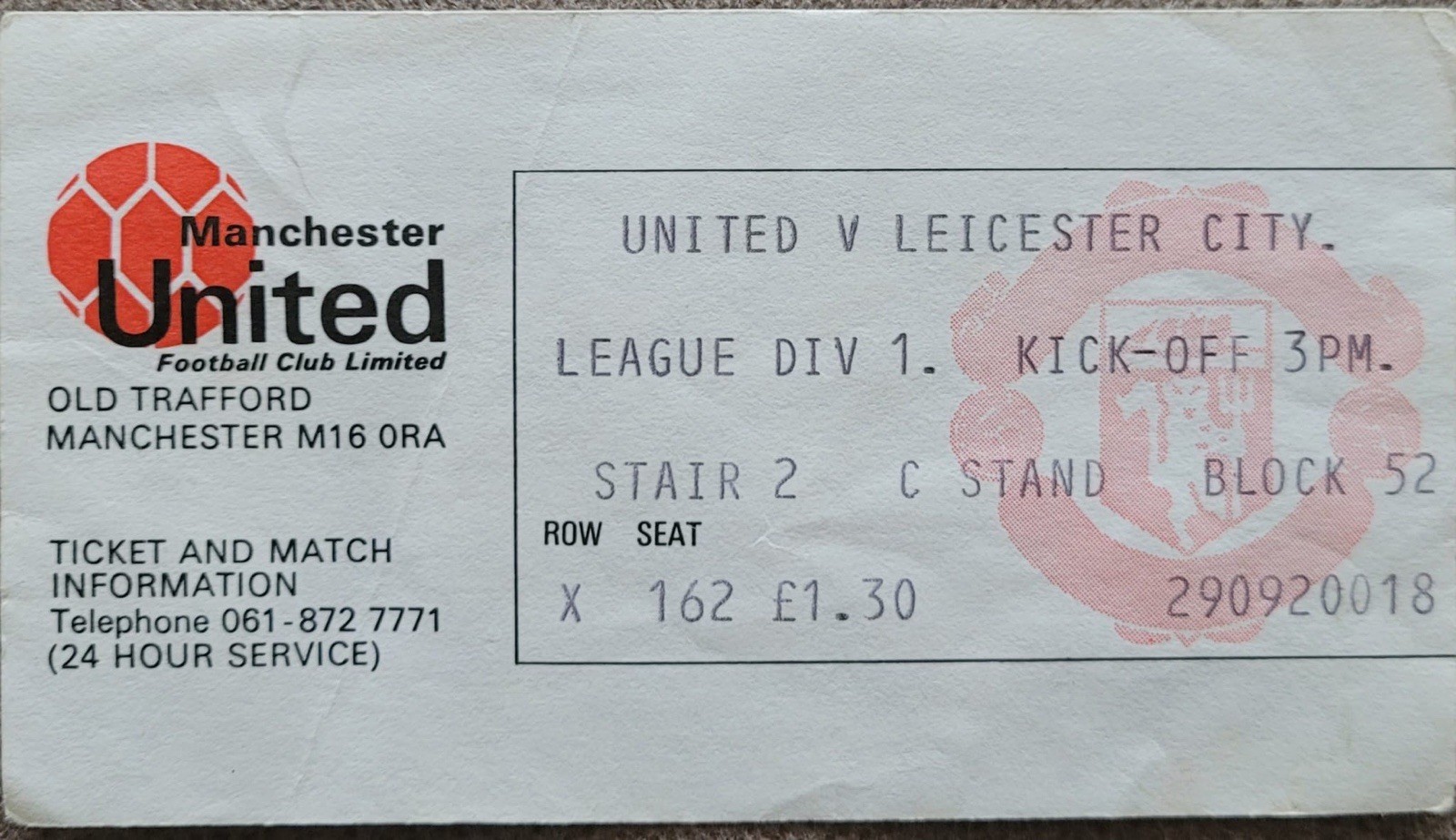 Manchester United V Leicester City 75-76 for sale on Ebay