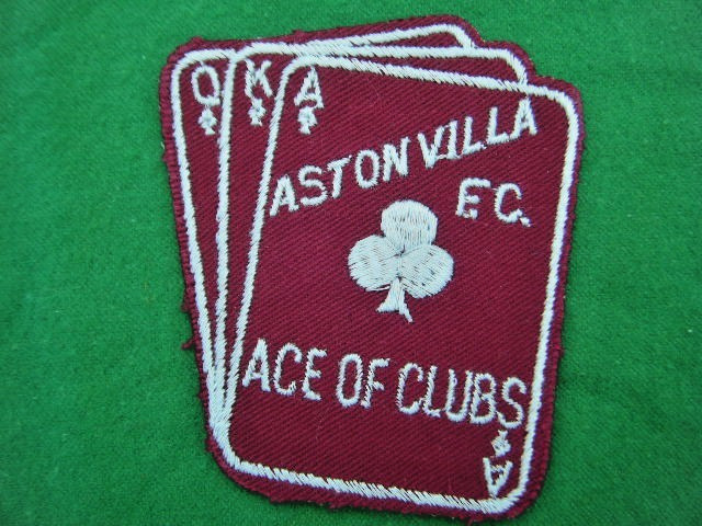 ASTON VILLA F.C 1970's SEW ON BADGE / PATCH - ACE OF CLUBS - RARE OLD BADGE for sale on Ebay