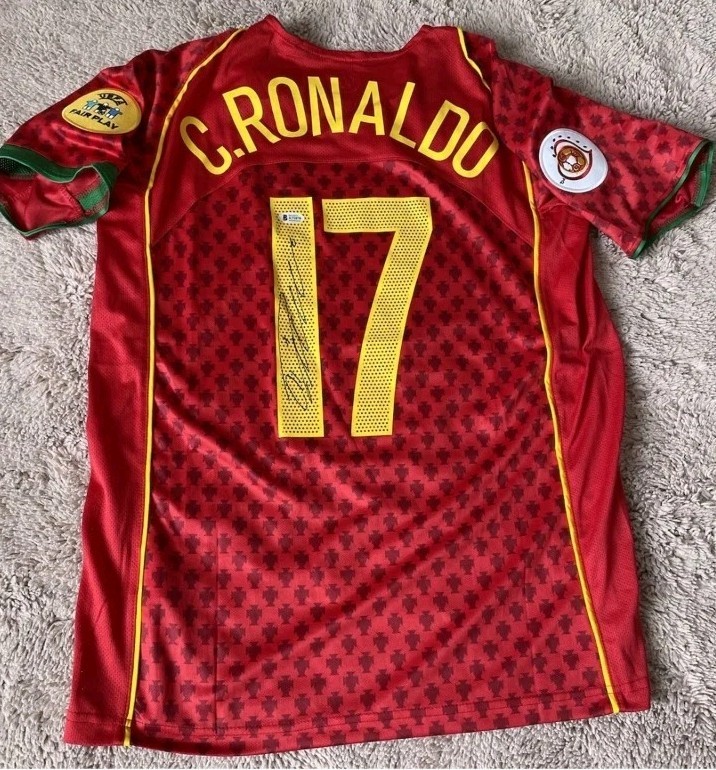 Cristiano Ronaldo Signed Portugal Shirt, Euro 2004 Beckett Witnessed online coa for sale on Ebay
