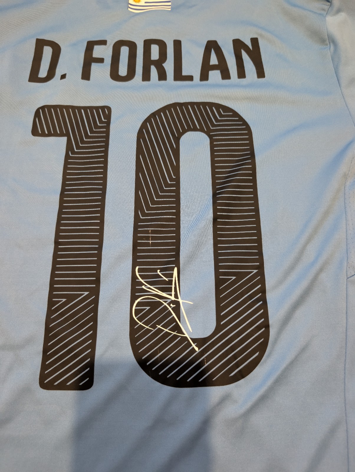 Diego Forlan Signed Uruguay Shirt Printed Autograph for sale on Ebay