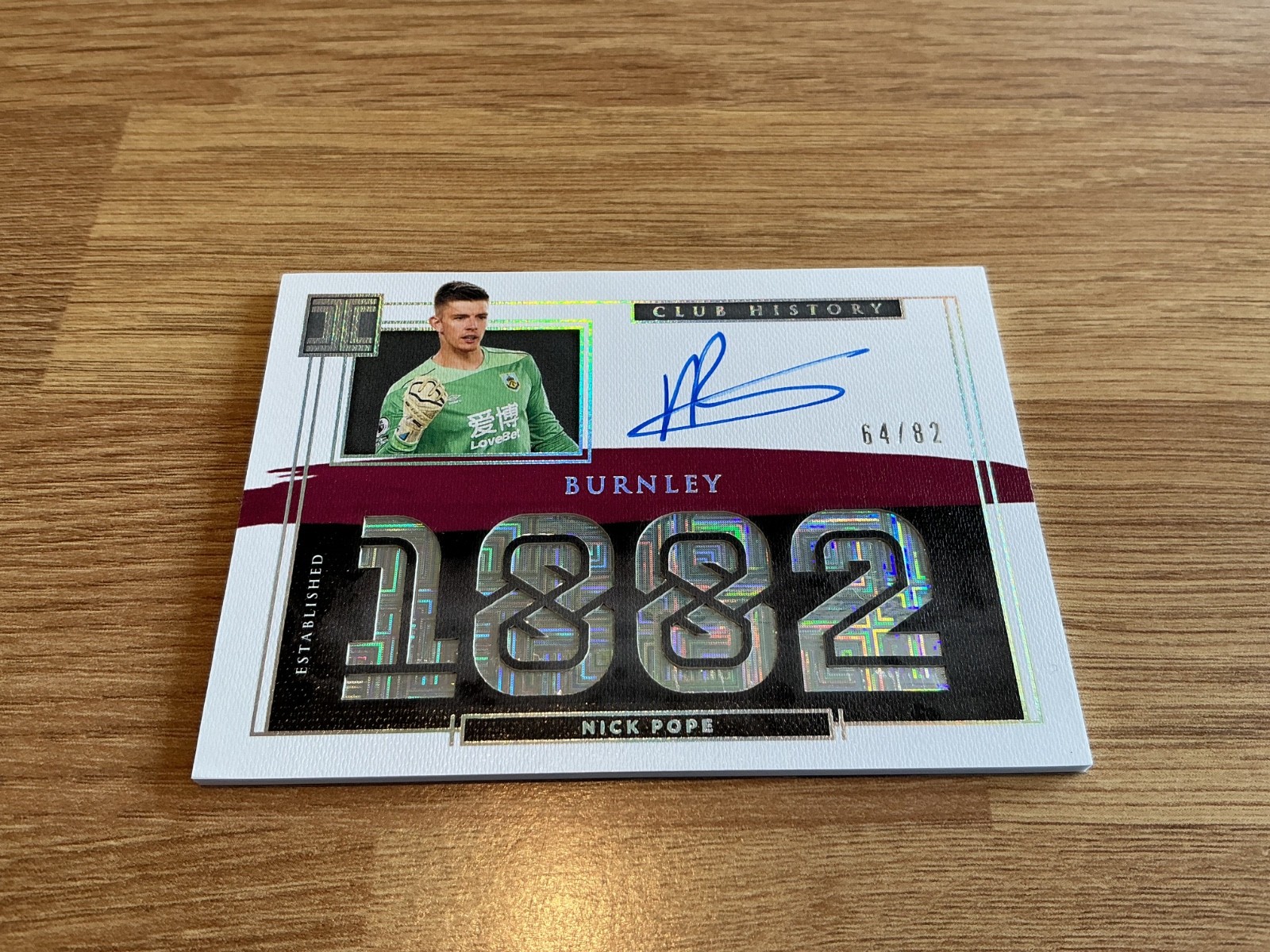 BURNLEY NICK POPE SIGNED CARD 1882 CLUB HISTORY 64/82 for sale on Ebay