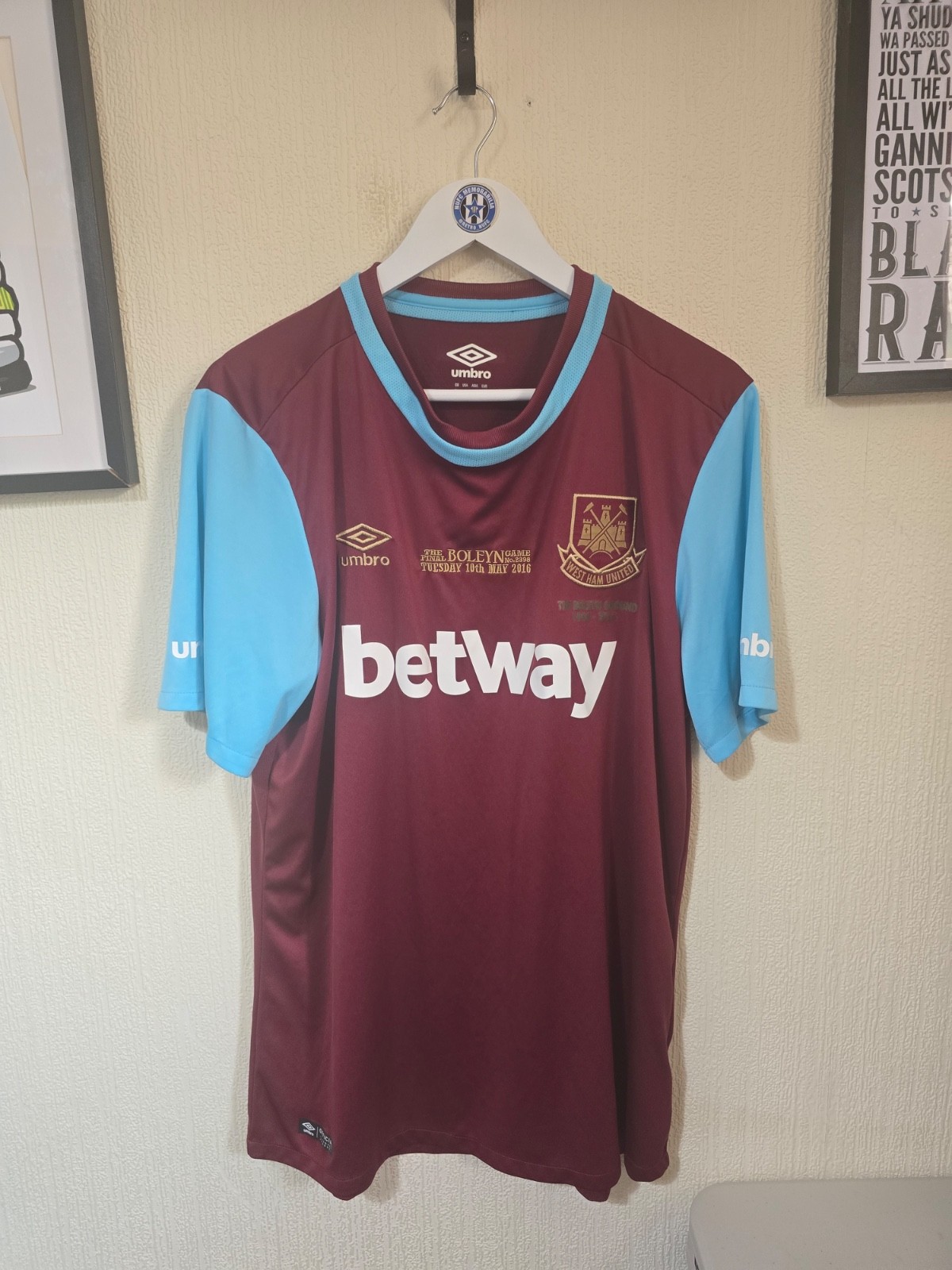 West Ham United 2015/16 Boleyn ground final shirt, Umbro home shirt, XL for sale on Ebay