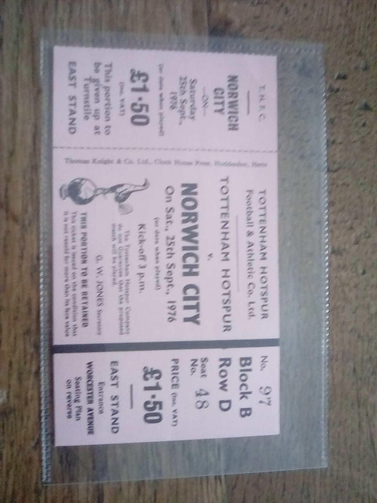 Tottenham v Norwich  25/09/1976 for sale on Ebay
