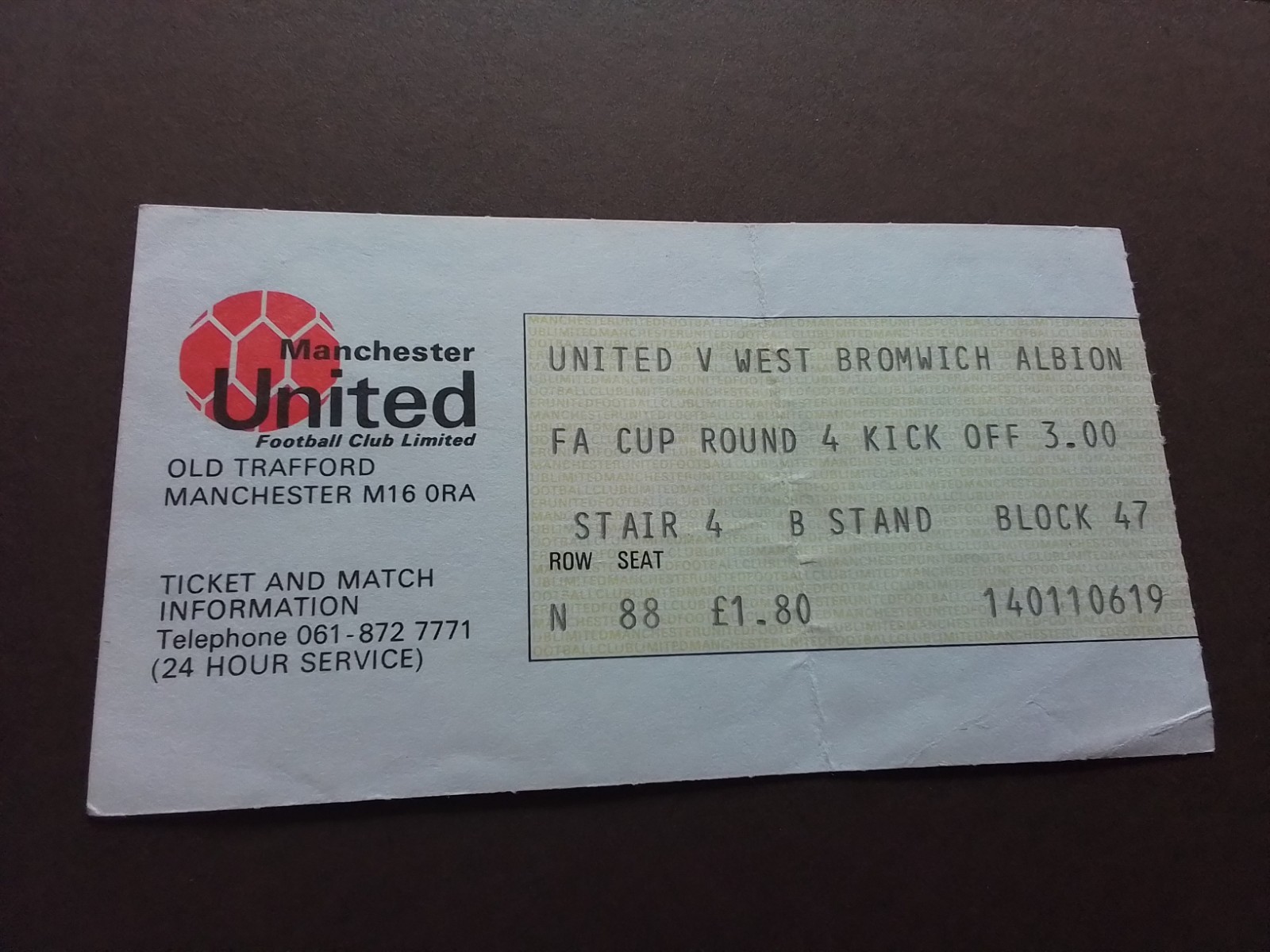 Manchester United v West Bromwich Albion FA Cup 4th Round 1977/8 for sale on Ebay