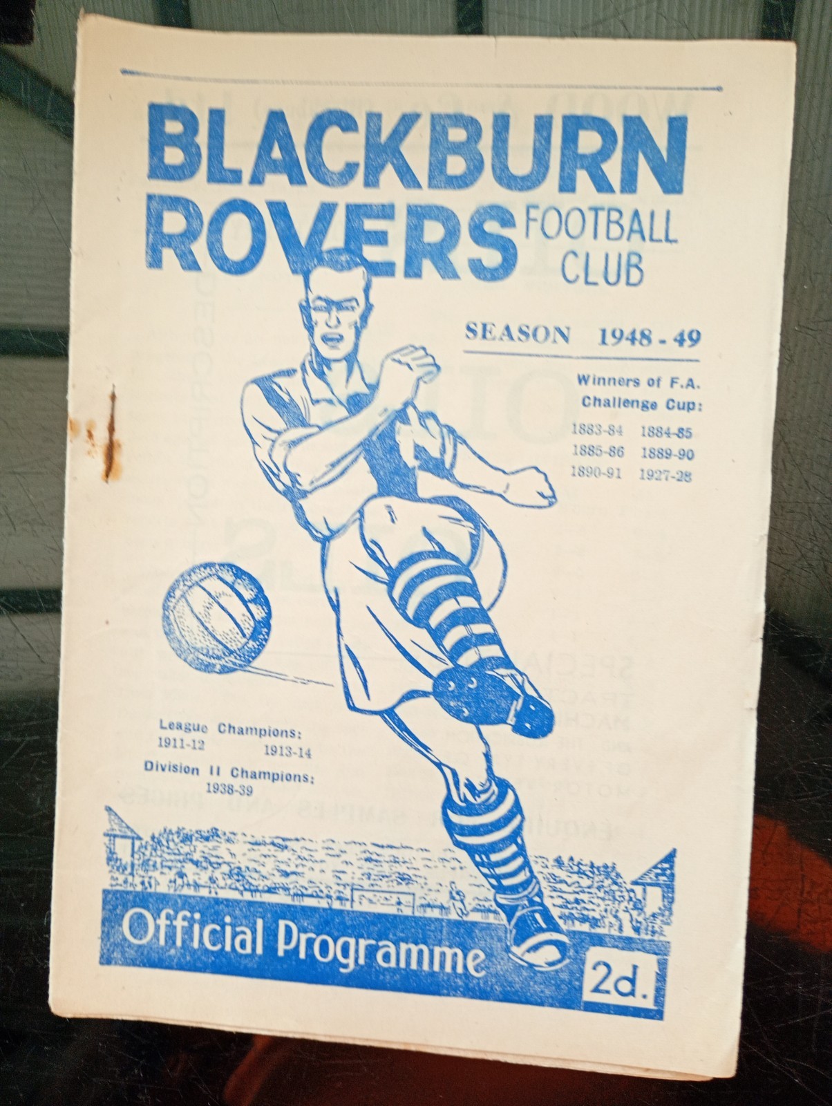 1948/9 Blackburn Rovers  v Tottenham Hotspur. Division 2. Superb condition for sale on Ebay