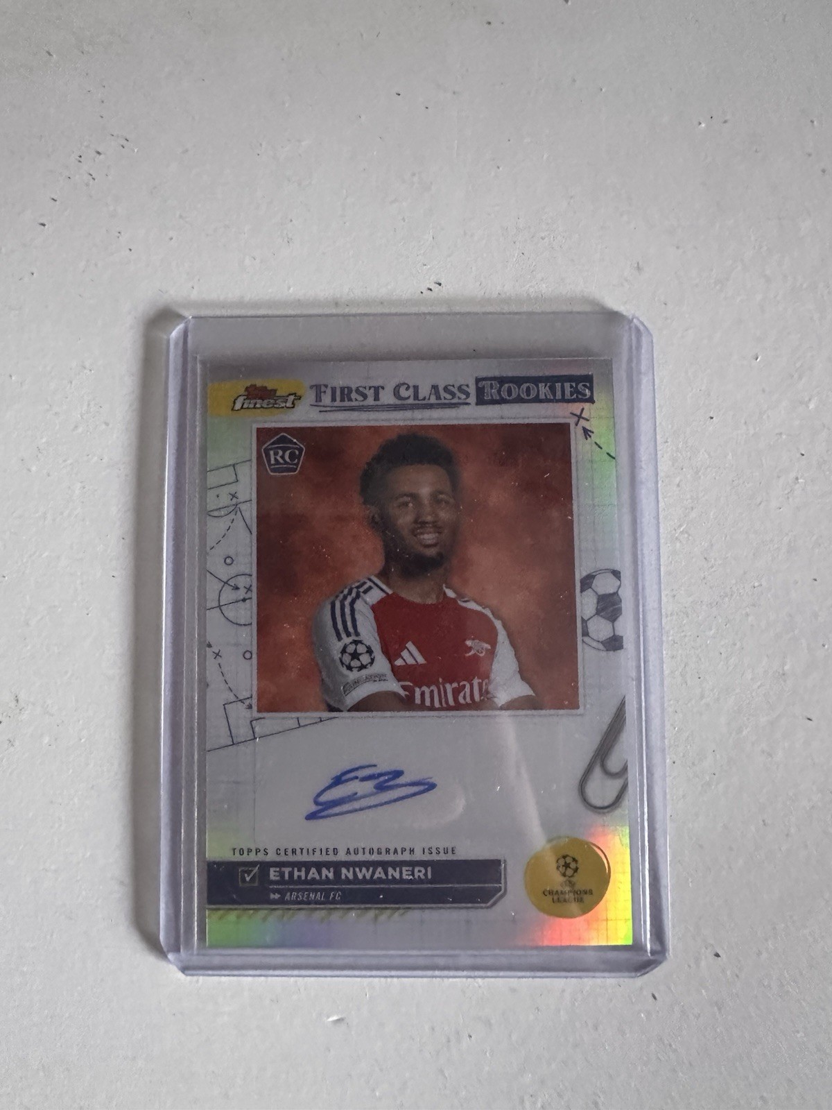 🔥Ethan Nwaneri RC Auto 24/25 ToppsFinest Arsenal UCL Rookie🚨Rookie Autograph! for sale on Ebay
