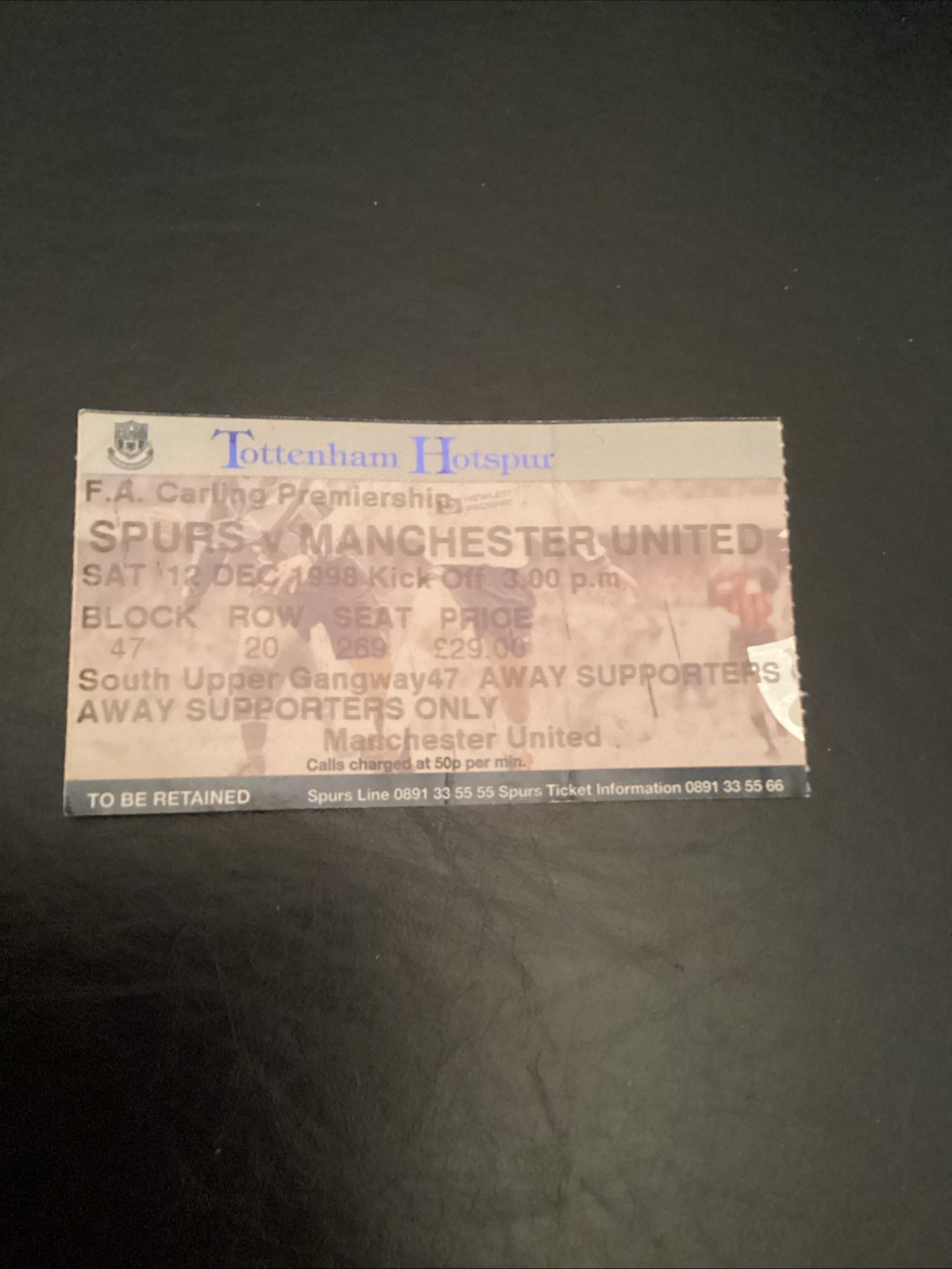 Tottenham v Manchester United 1998/99 Match Ticket for sale on Ebay