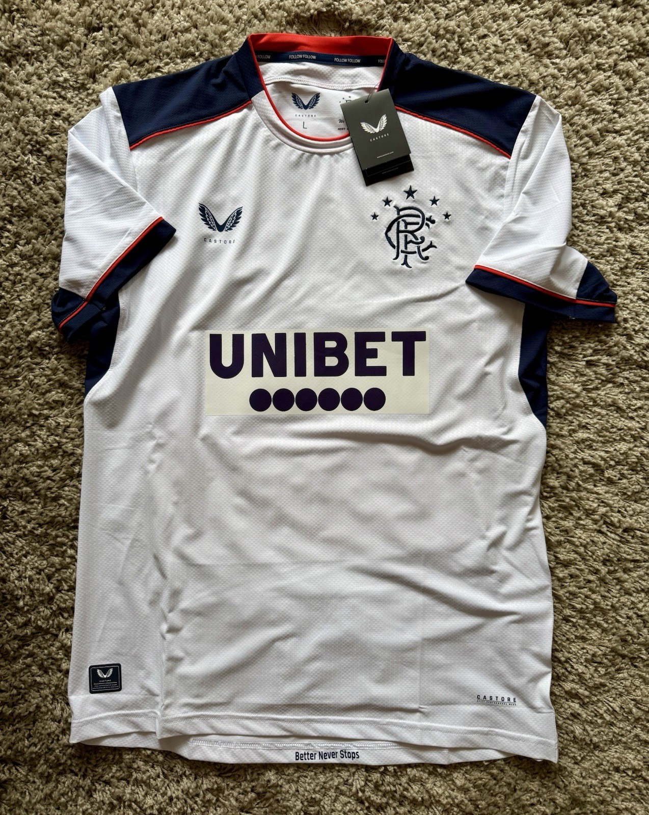 Rangers 20/21 Away Unibet Sponsored European Shirt Size Large for sale on Ebay