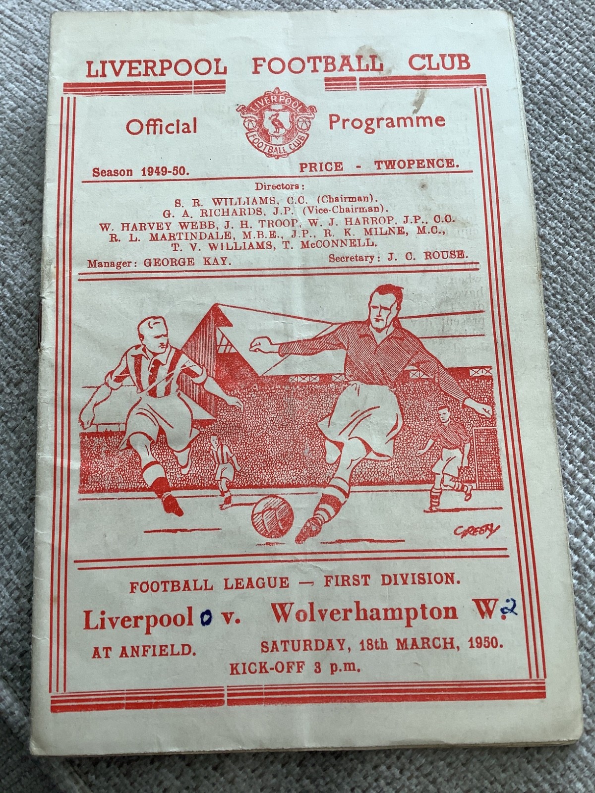 18 March 1950 Liverpool v Wolves Wolverhampton Wanderers for sale on Ebay