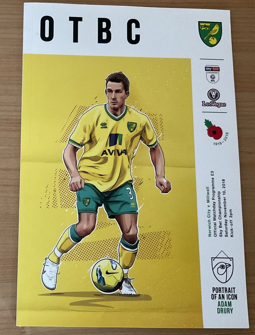 Norwich City v Millwall Match Day Programme 10/11/2018 for sale on Ebay