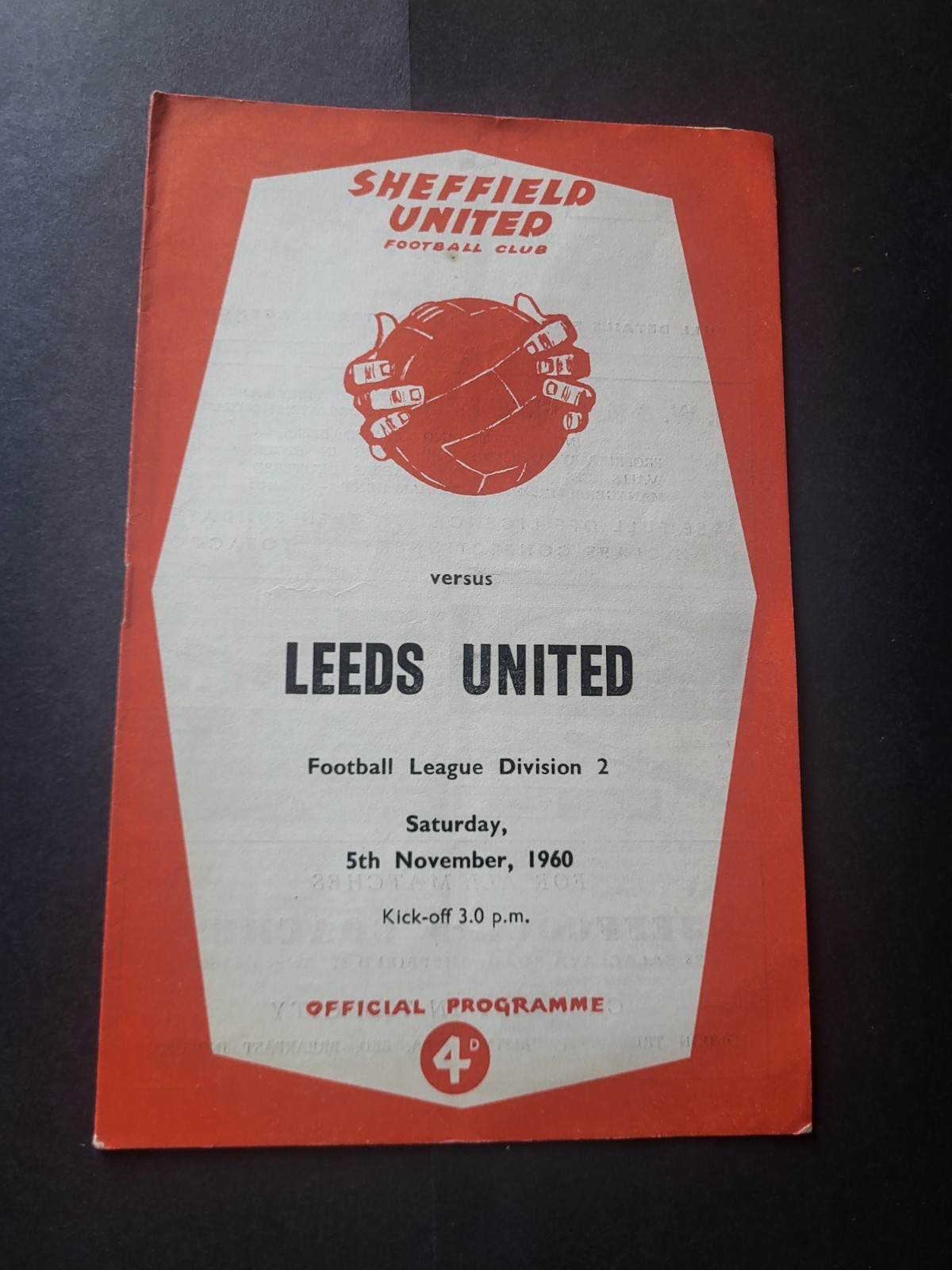 Sheffield United v Leeds United Second Division Fixture 1960/61 (NB) Free Post for sale on Ebay