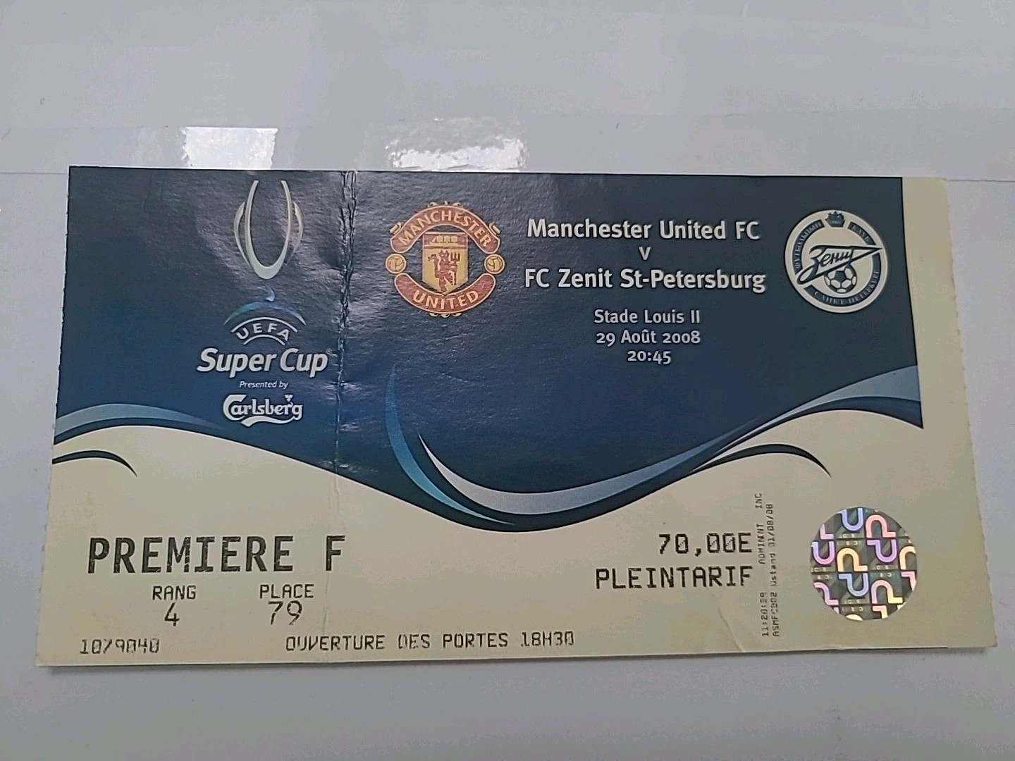 Manchester United V Zenith St  Petersburg Ticket Stub 2008 Super Cup Final for sale on Ebay