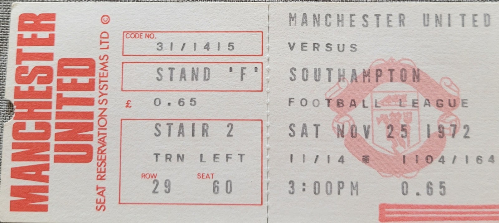 Manchester United V Southampton 72-73 for sale on Ebay