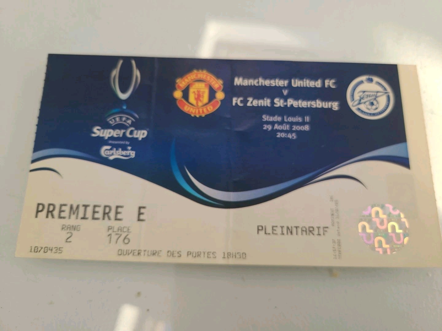 Manchester United Ticket V Zenit St Petersburg 2008 Uefa Super Cup Final for sale on Ebay