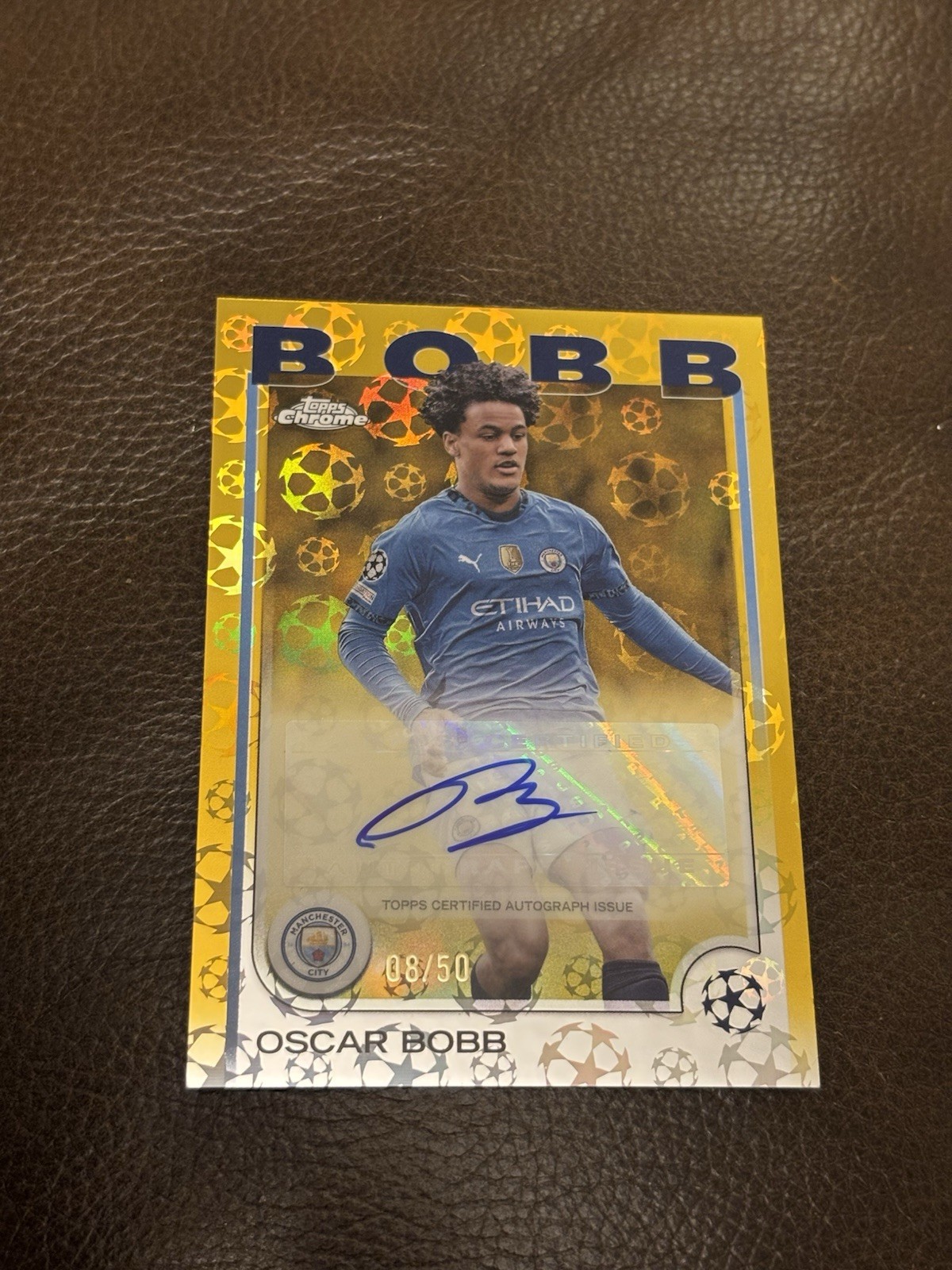 Oscar Bobb – 2024-25 Topps Chrome UCC Logofractor Auto /50 – Manchester City for sale on Ebay