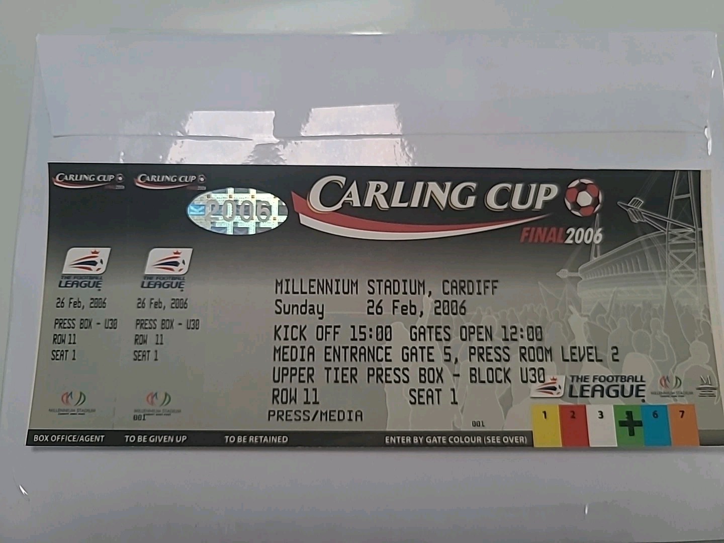 Manchester United ticket v wigan Unused  2006 League Cup Final for sale on Ebay